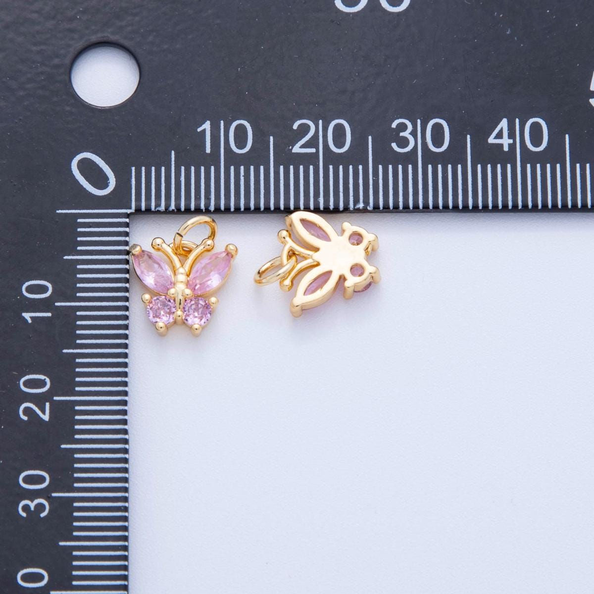 18K Gold Filled Colorful Micro Pave CZ Butterfly Mini Charm C-773