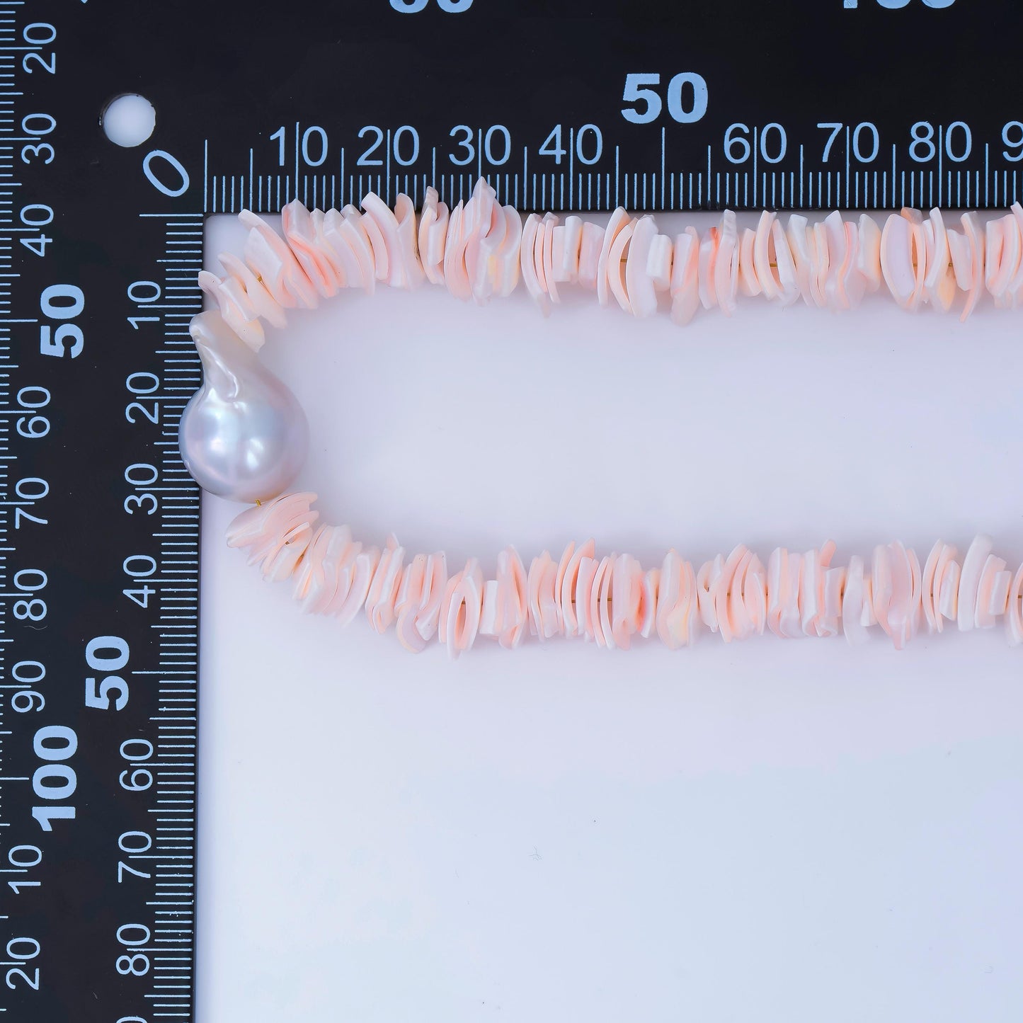 Handmade Pink Shell Pearl Necklace Chip Bead Smooth Freeform Nugget Beaded Cluster Necklace WA-3248