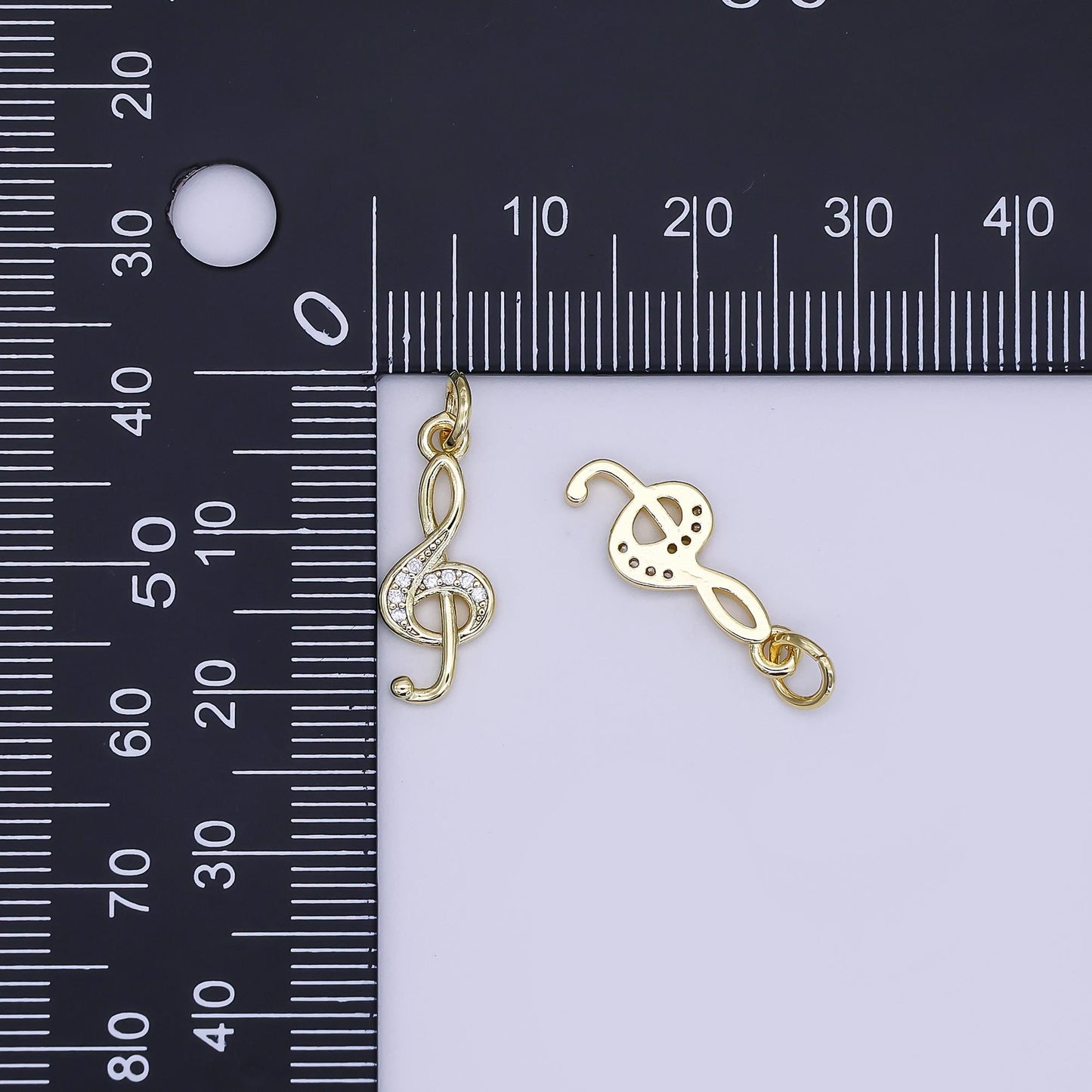 Mini CZ Pave Gold G Clef Charms Dainty 24k Gold Filled Music Notes Pendant for Bracelet Earring Necklace AJ-364