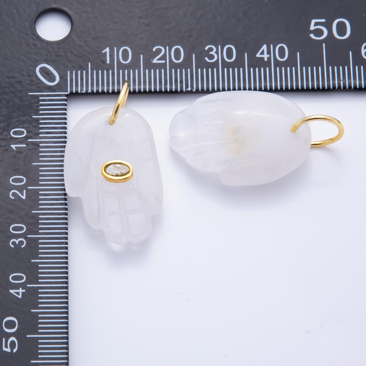 Big Gemstone Hamsa Hand Pendant Natural Stone Evil Eye Charm for Amulet Necklace Jewelry Making Supply 18k Gold Filled Charm AH-887