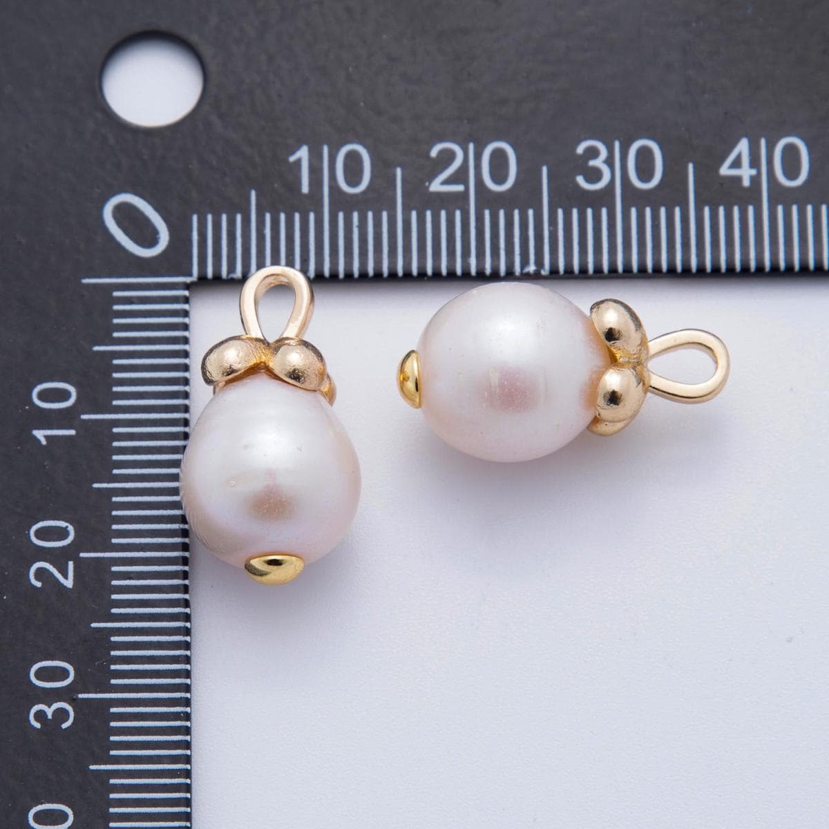 14K Gold Filled 12mm White Potato Freshwater Pearl Oval Bail Drop Pendant | AF-626