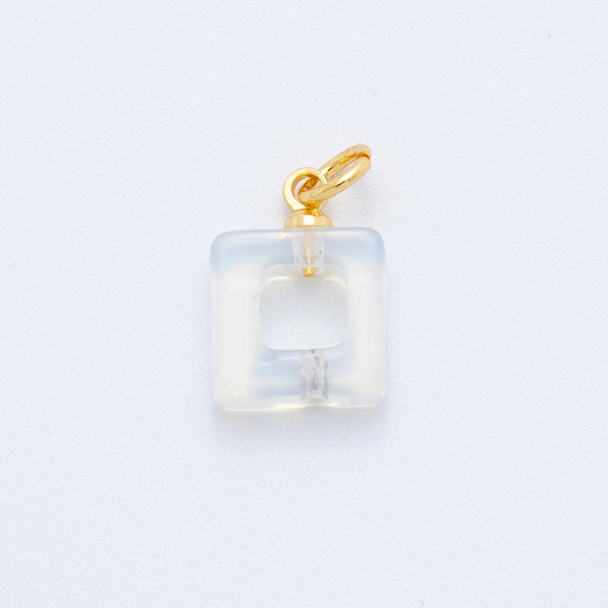Mini 18K Gold Filled Citrine Open Square Charm Pendant for DIY Jewelry, Bracelets, Necklaces, and Craft Supplies AG-295