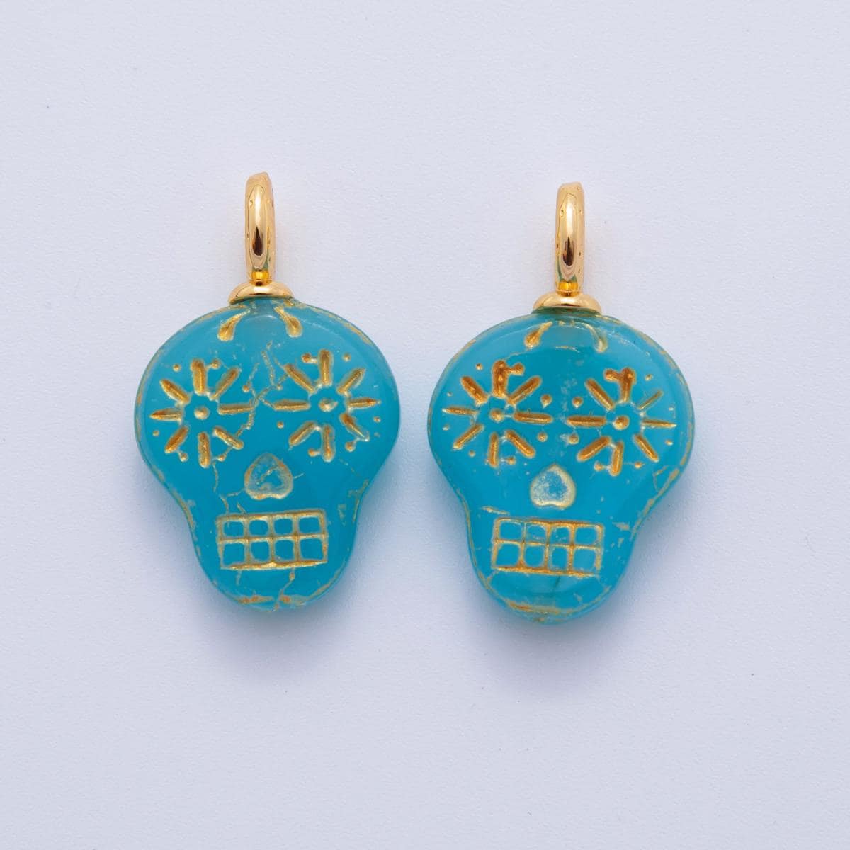 Dainty Colorful dia de los muertos Charm Skull pendant miniature gold skull charm for halloween necklace jewelry supply AF-723