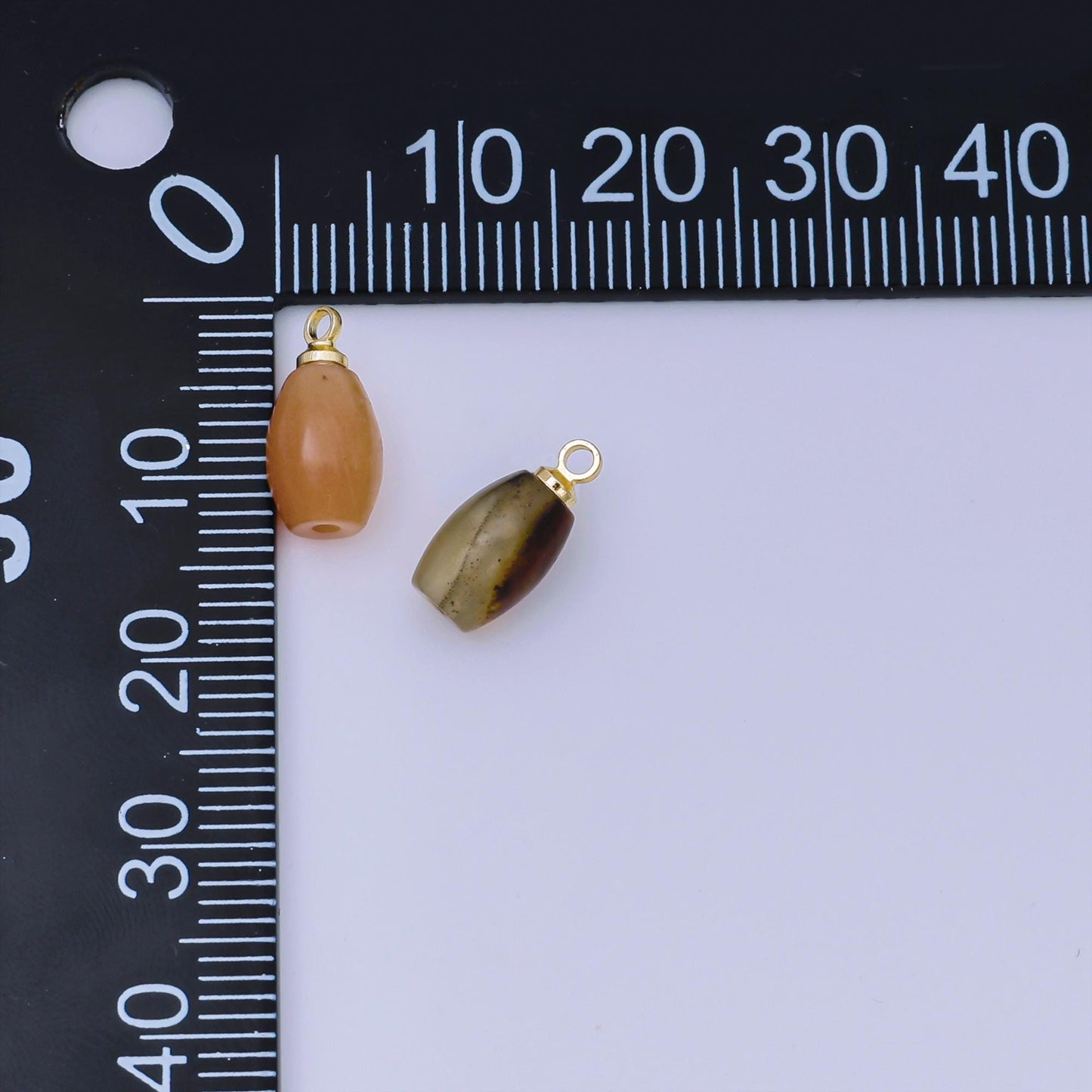 Tiny Honey Agate Drum Bead Charm 13x6 mm AJ-490