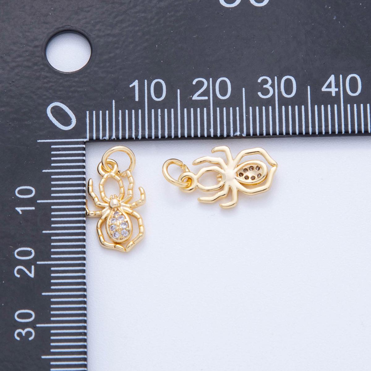 18K Gold Filled Spider charms Halloween Tarantula Animal Charm Pendant CZ Charm Bracelet Necklace for Jewelry Making Supply AF-815