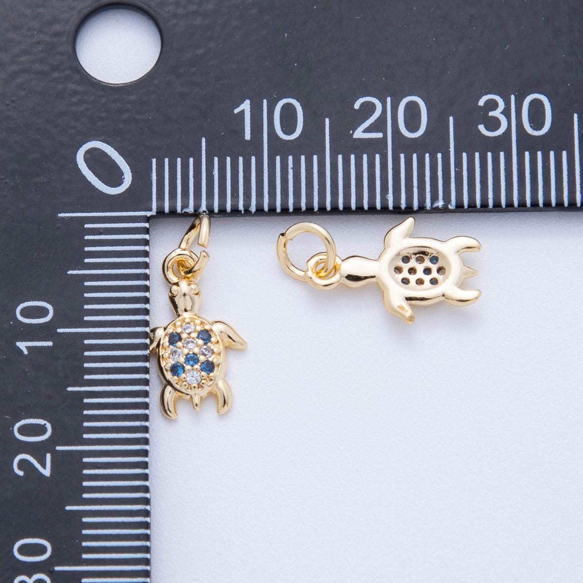 18K Gold Filled Turtle charms Tiny Under the Sea Ocean Beach Animal Charm Pendant CZ Charm Bracelet Necklace for Jewelry Making AF-819