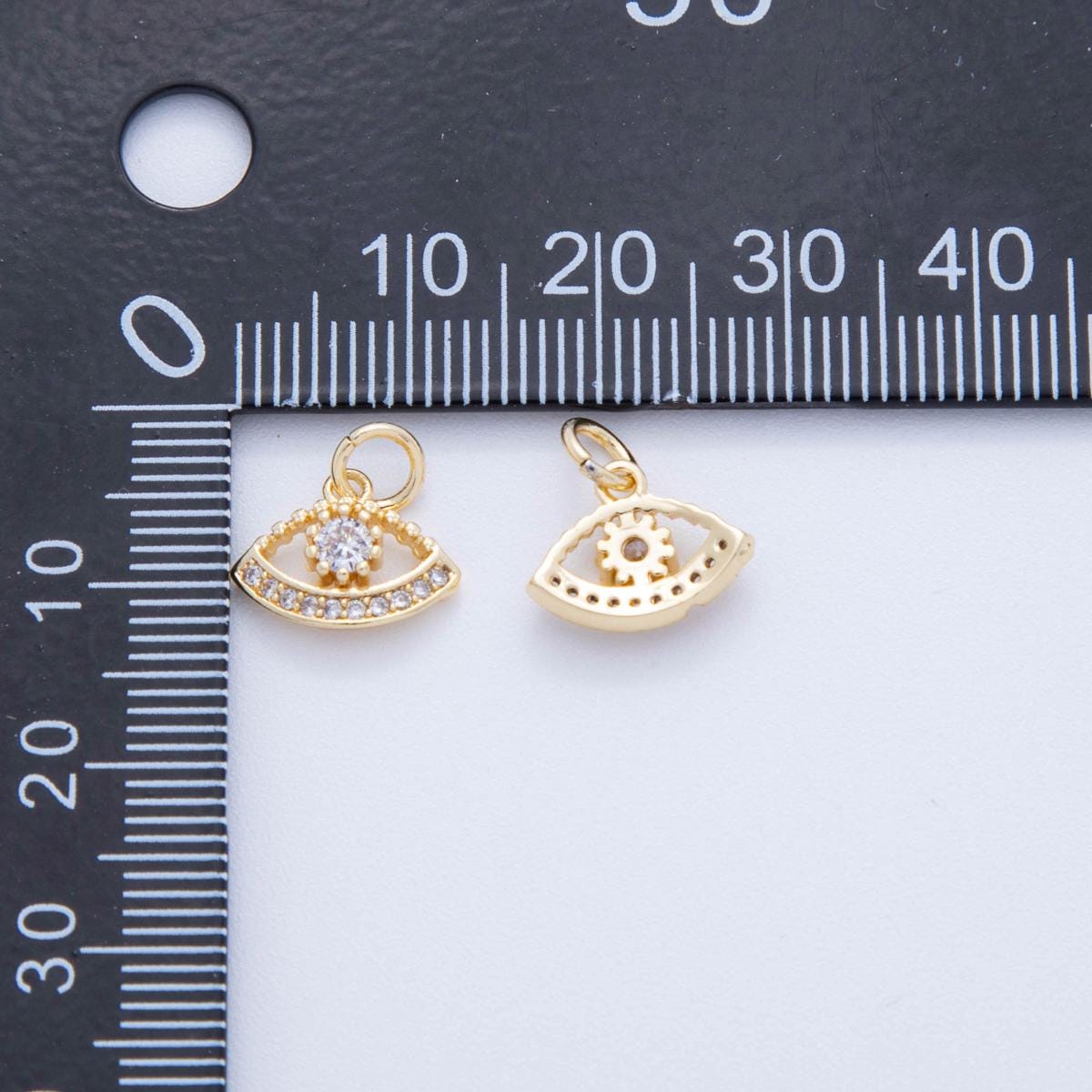 18K Gold Filled Evil Eye Pendant Mini Eye Cz Rectangle Charm Bracelet Necklace for DIY Jewelry Making Supply AF-806