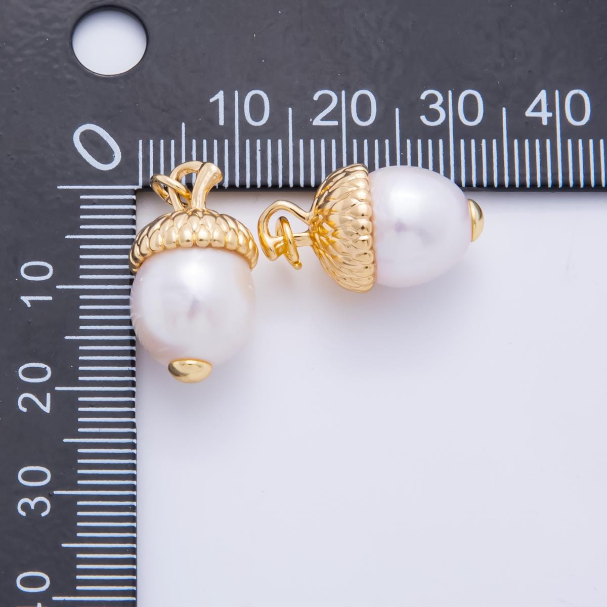 3D Dainty Pearl White Acorn Charm Wildlife Oak Tree Nut Pendant Fall Harvest Thanksgiving Jewelry Inspired AH-628