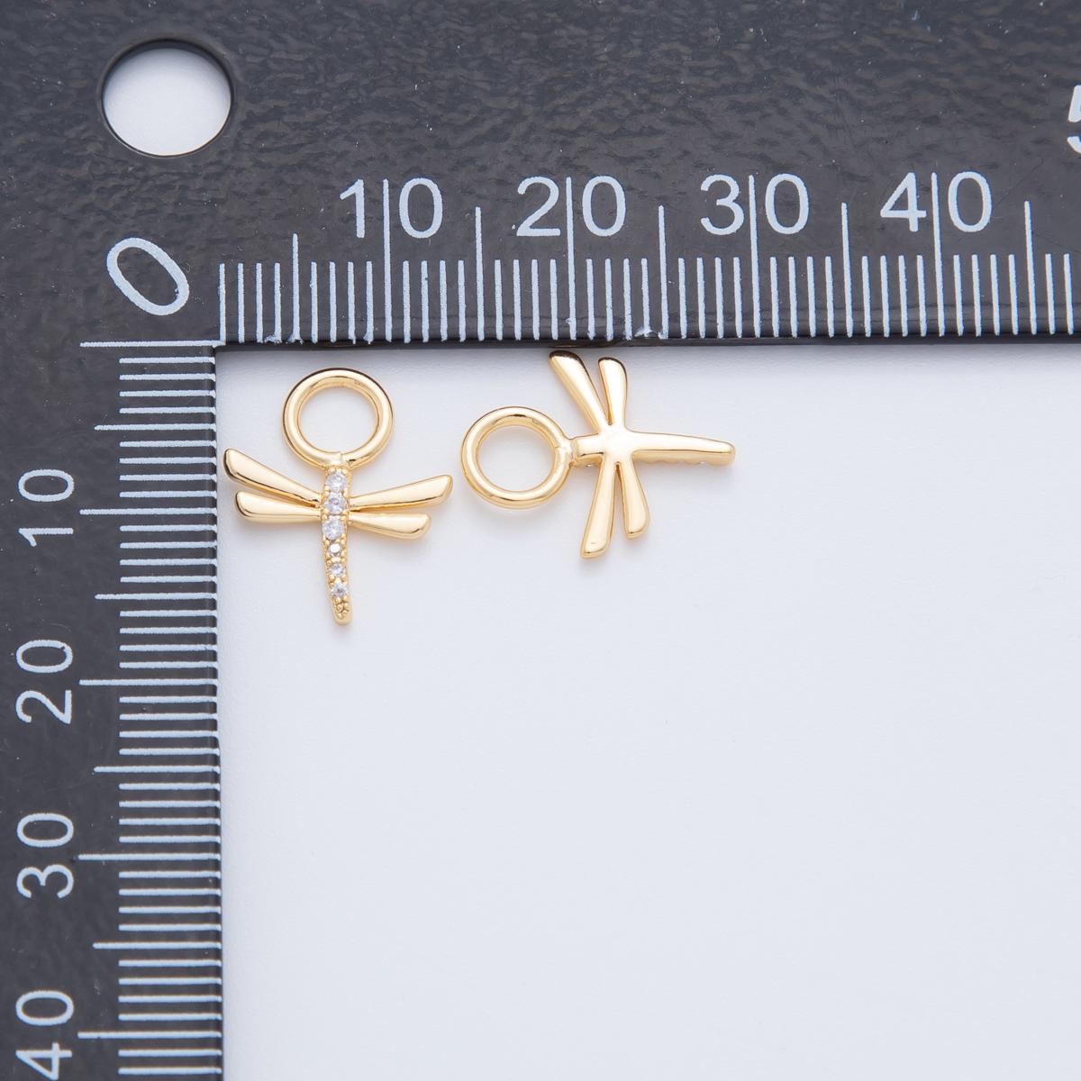 18K Gold Filled Micro Paved Dragonfly Insect Add-On Drop Earring Charm | AF750