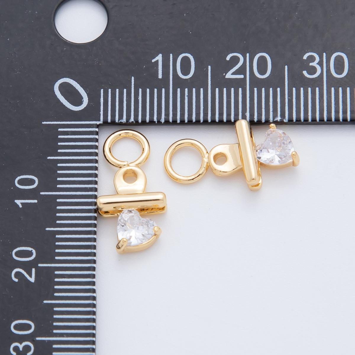 18K Gold Filled Clamped Heart CZ Add-On Drop Earring Charm | AF760
