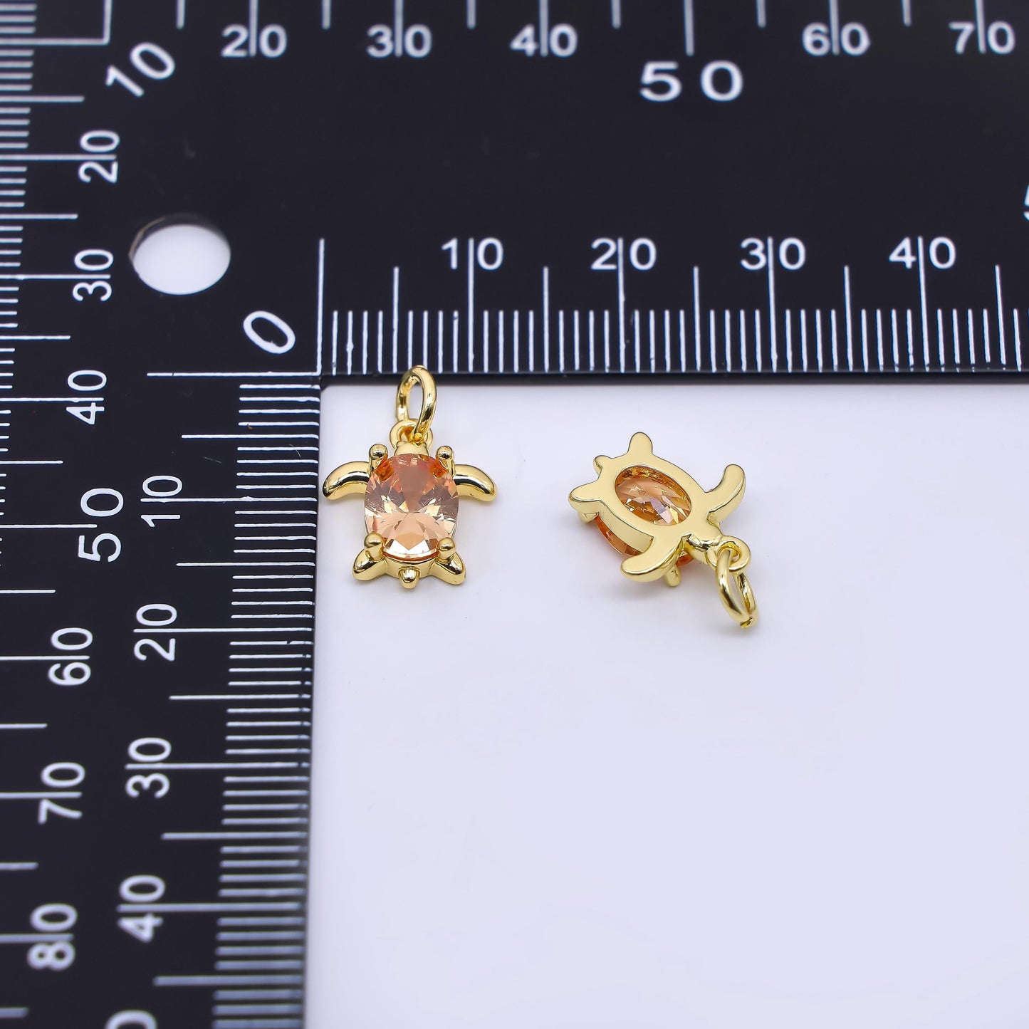 14k gold filled Champagne oval cz turtle animal add-on charm | AF-474