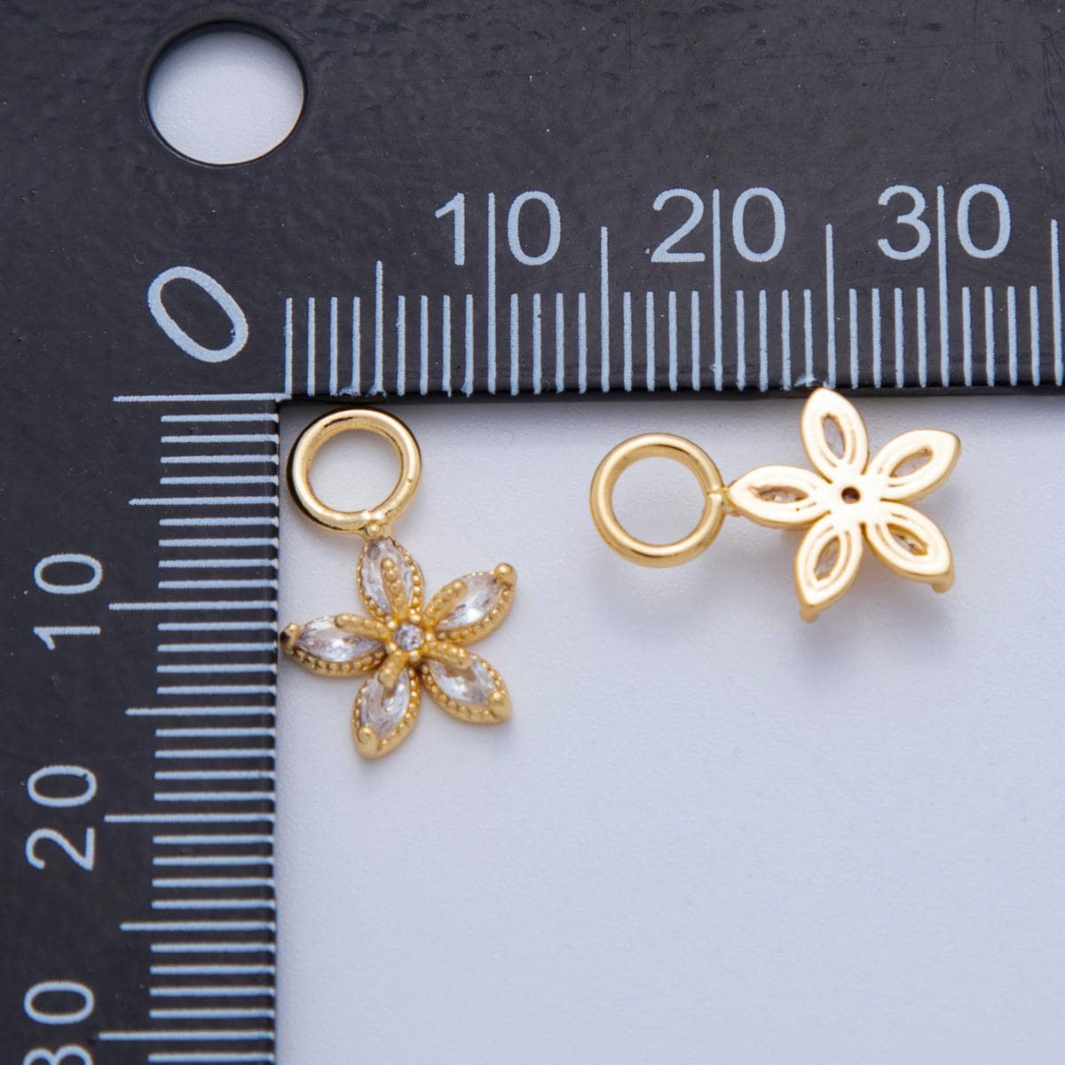 18K Gold Filled Marquise CZ Flower Add-On Drop Earring Charm | AF768