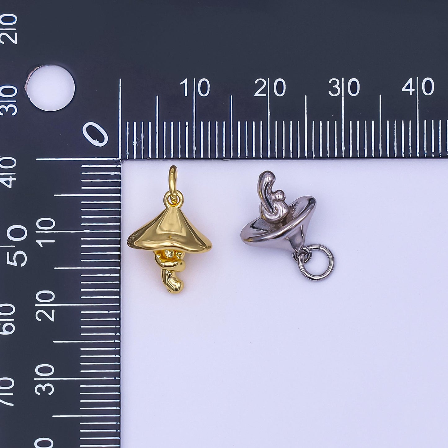 Mini Silver Mushroom Charms 24K Gold Filled Food Pendant Charm Bracelet Necklace for DIY Jewelry Making Supply AF-542