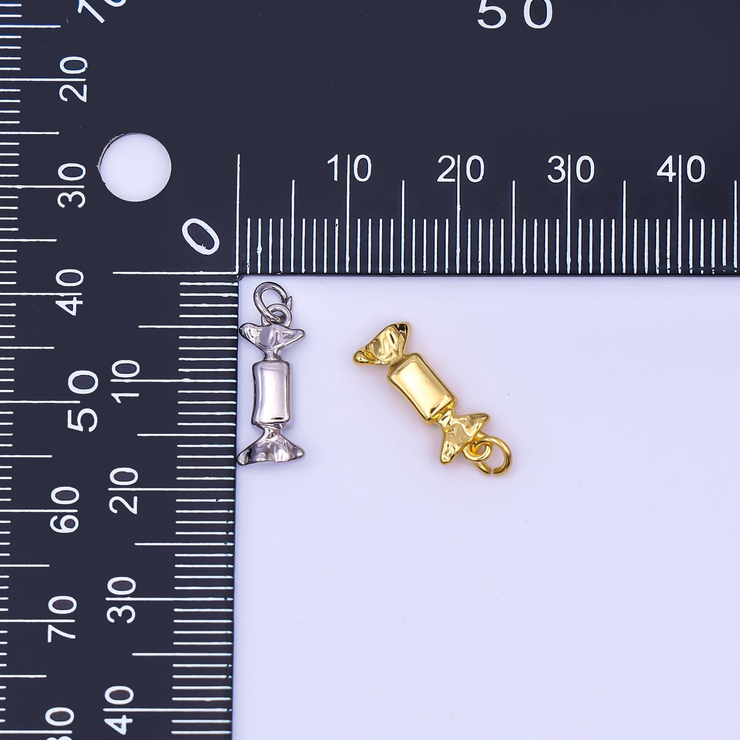 Mini Gold Candy Pendant 24K Gold Filled Charm Silver Candy Wrapper DIY Junk Food Bracelet Necklace Jewelry Making Findings Supply AF-494
