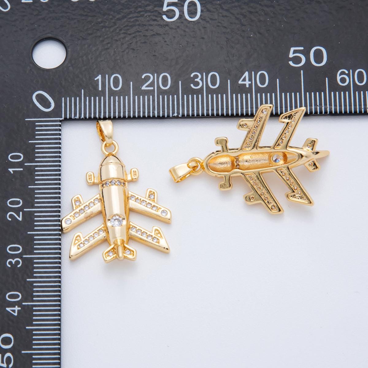 Airplane 18k gold filled airplane plane body jet plane charm pilot stewardess gift idea jewelry making supply AH-806
