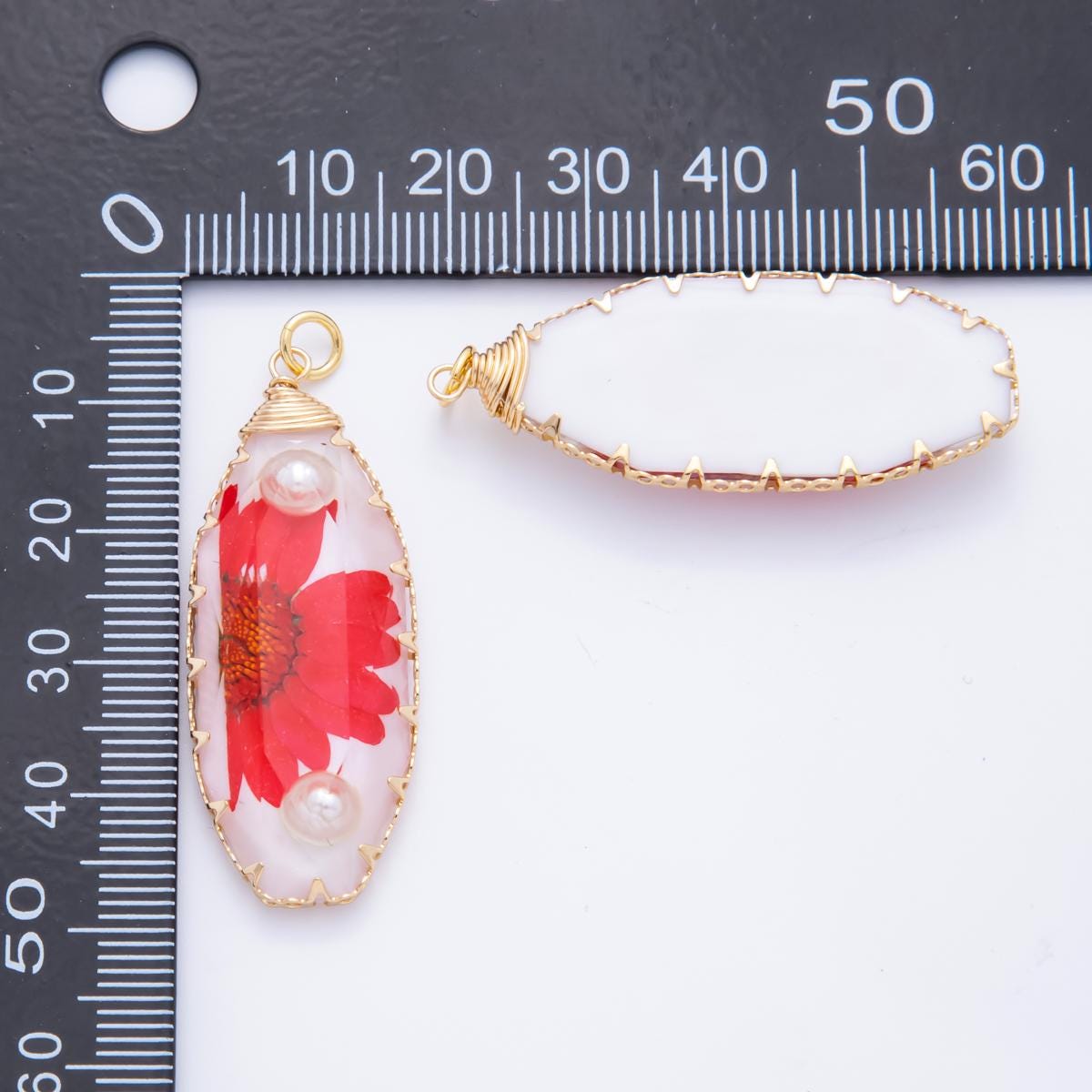 18K Gold Filled 45mm Eternal Petal Bloom Flower Resin Charm | AH860 - AH864