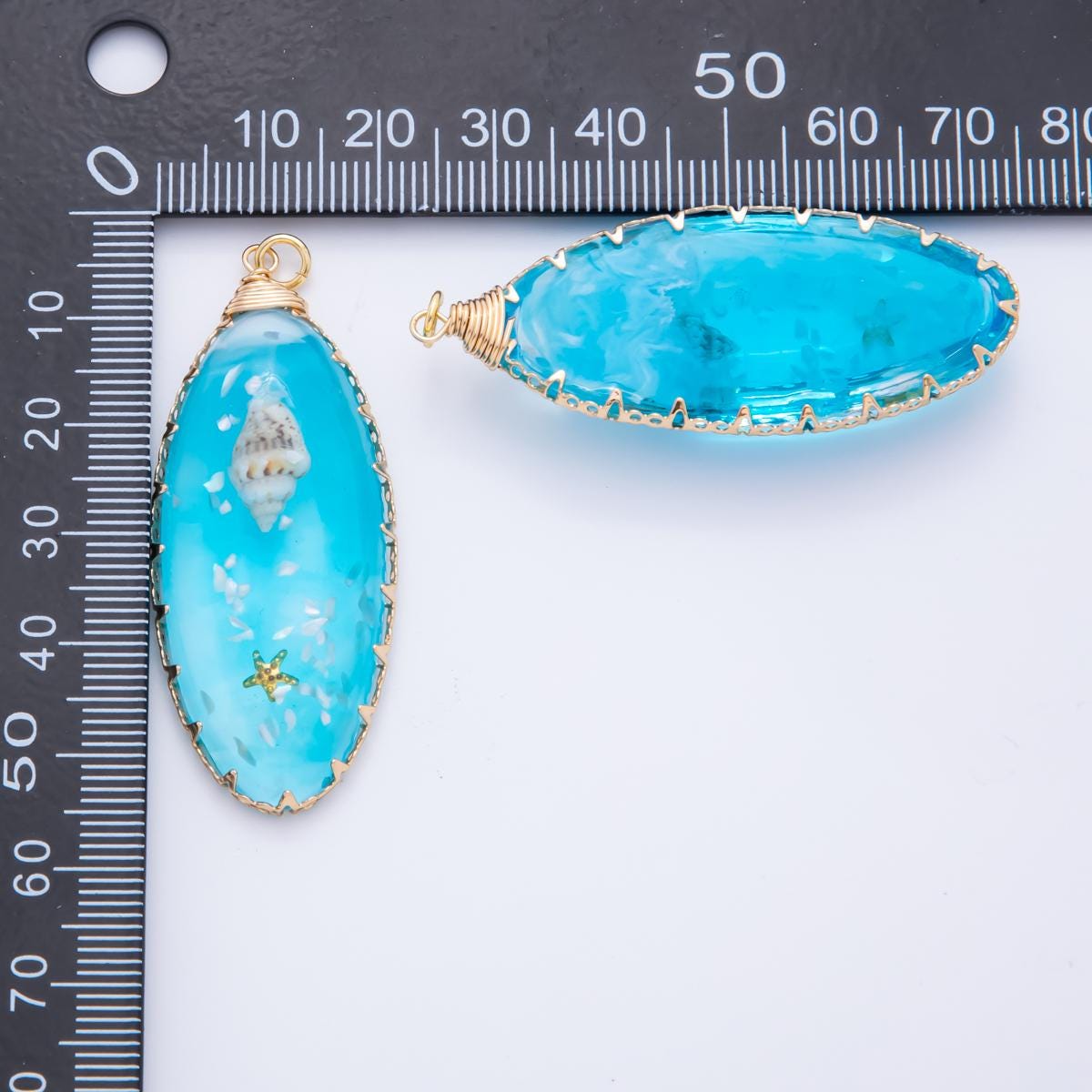 18K Gold Filled 55mm Resin Blue Sea Life Charm | AH865