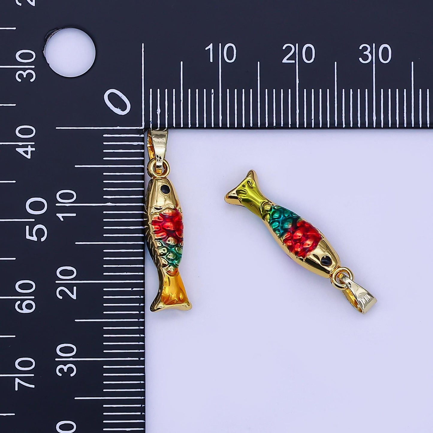 Mini Colorful Gold fish Charms 24K Gold Filled Baby fish Pendant, fish Charm Bracelet Necklace for DIY Jewelry Making Supply AH-495