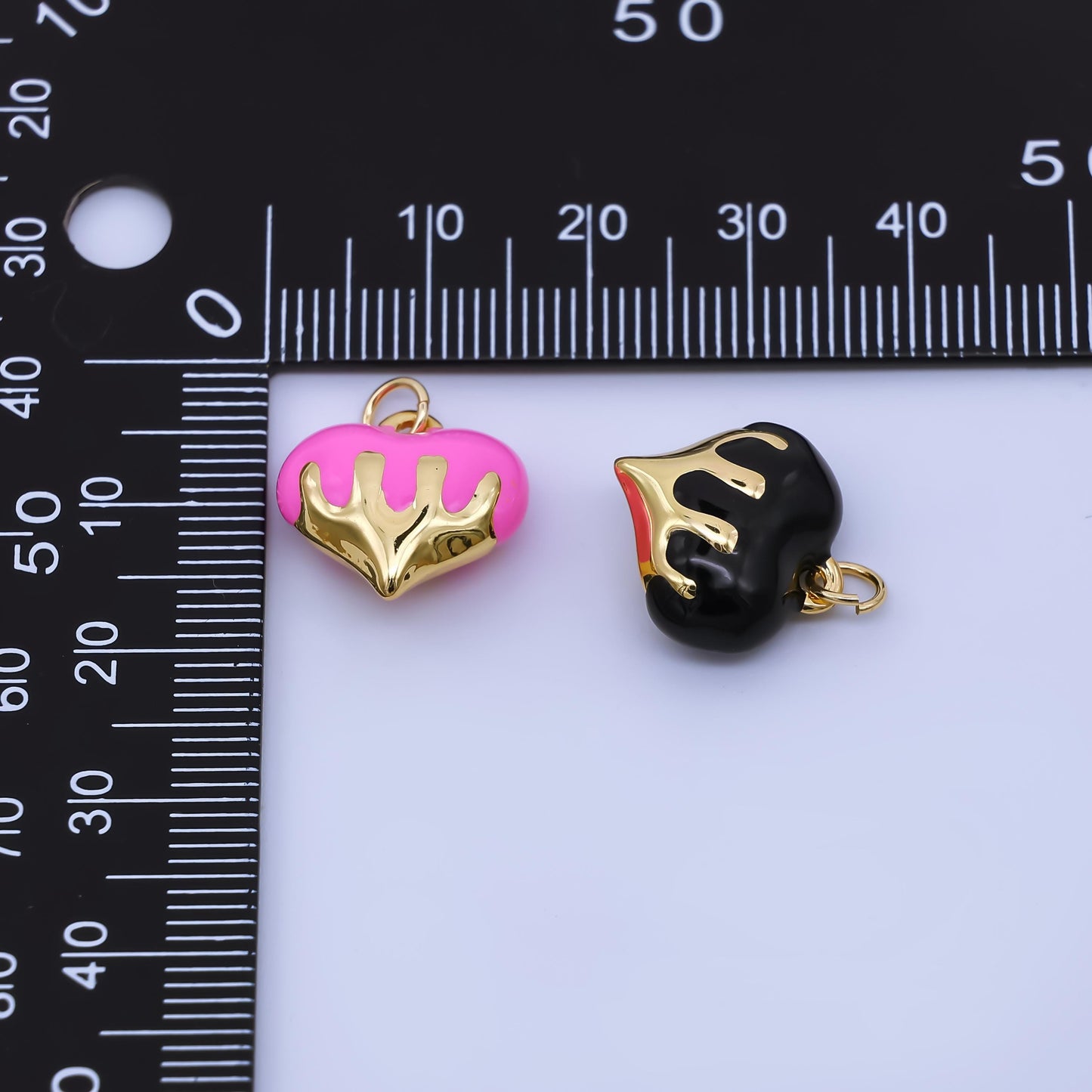 Dainty Enamel Gold Dripping Heart Pendant Melted Pink Heart Charm for Necklace Bracelet Earring Supply AJ-426