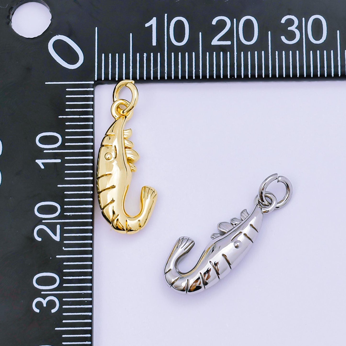 Mini Gold Shrimp Charm 24k gold filled Animal Under the Sea Ocean charm for bracelet necklace jewelry making supply | AJ-484