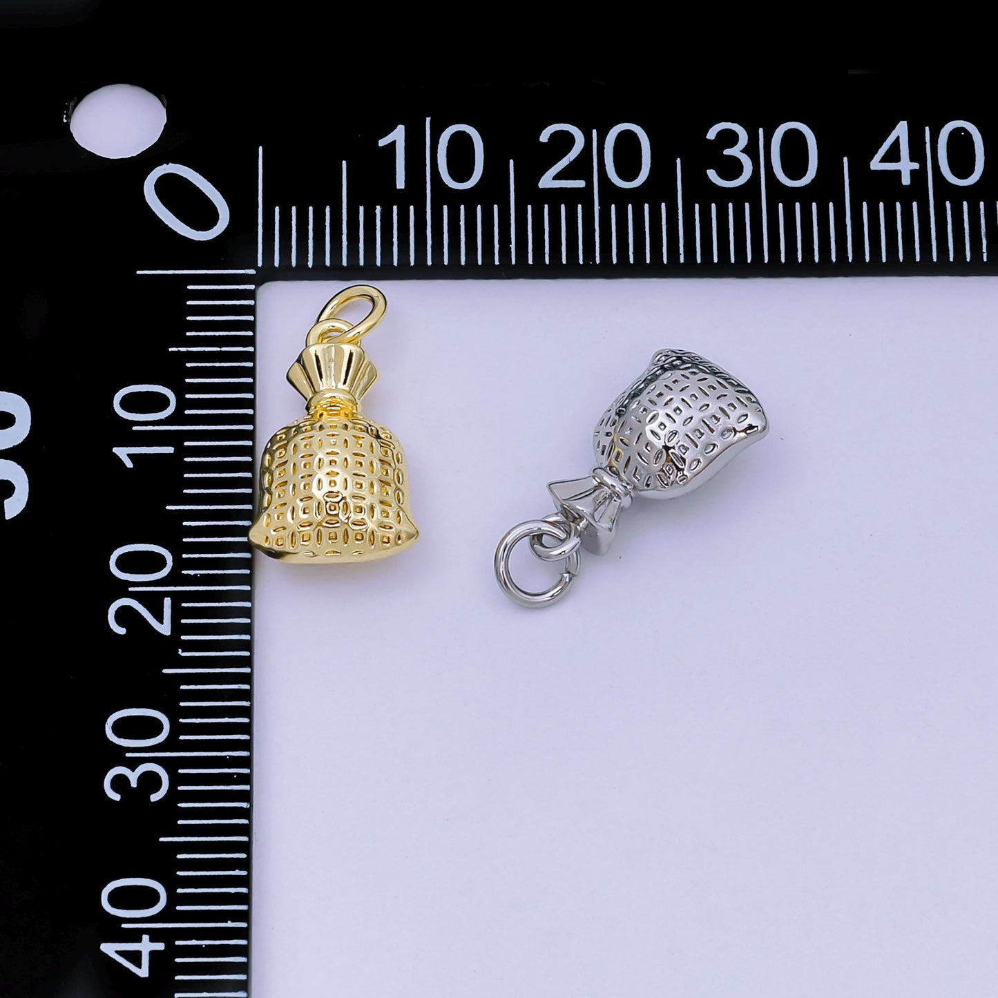 Clear cz micro paved 24k gold filled money bag charm AJ-485
