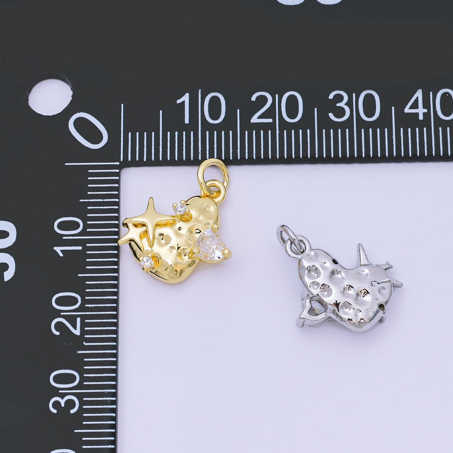 24k gold filled clear cz molten heart pendant in gold & silver Star | aj-476