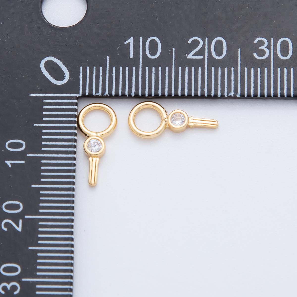 Tiny Key Hoops Dangle Charm 18k Gold Filled Lock Charm with Large Loop for Everyday Charm DIY Earring Jewelry Making Supply AF-735