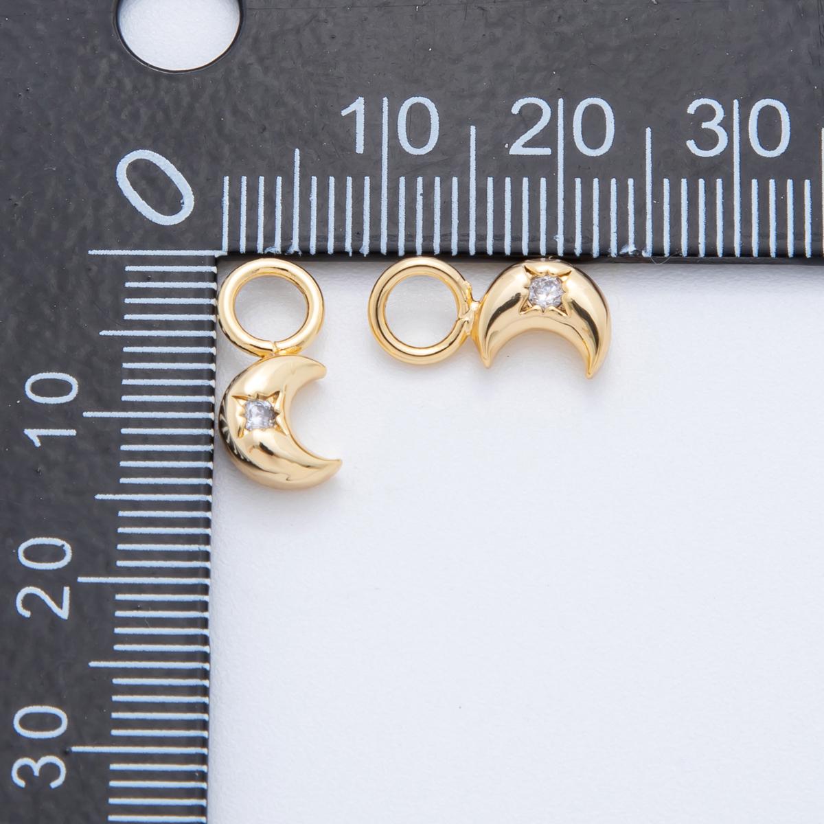 Tiny Gold Moon Charm for Hoop Earring Charm AH-922