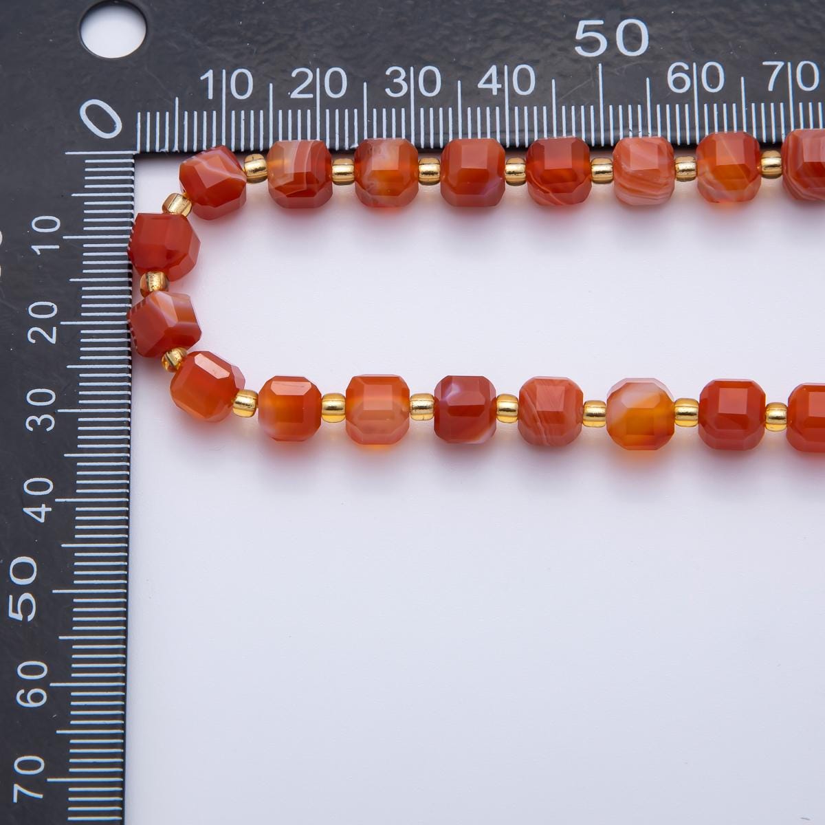 Red Carnelian Natural Gemstone 6.5mm Faceted Cube Dice Square Beads Strand | WA-3552
