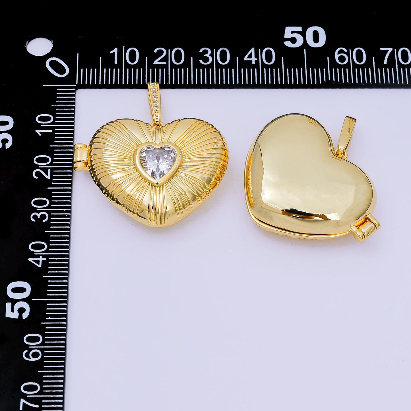 Cubic Heart Sunburst Locket Pendants Photo Locket Charm for Necklace bracelet in 24k gold filled Supply AA-1509
