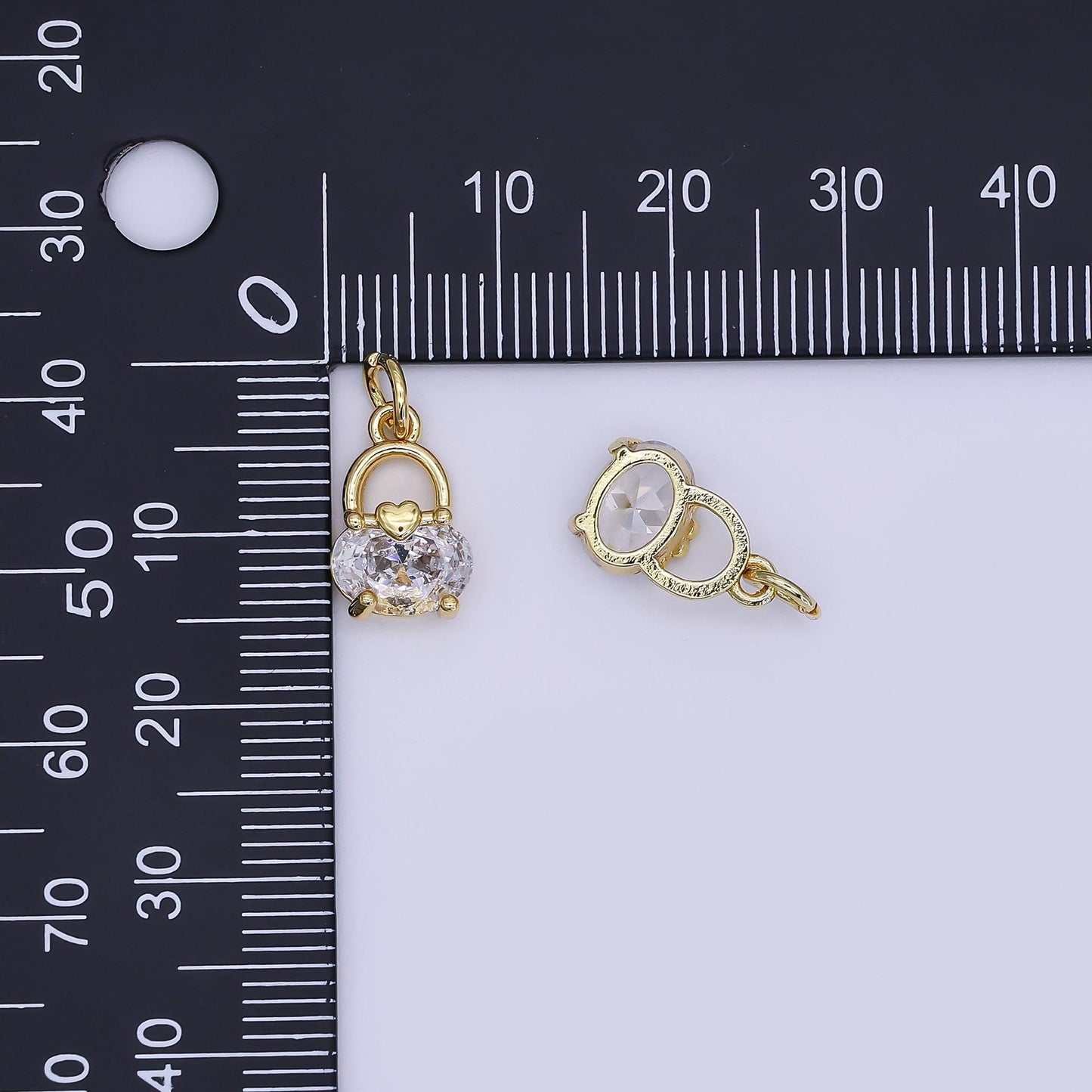 24K Gold Filled Mini Basket Charm Micro Pave CZ Bag Pendant | AJ-354