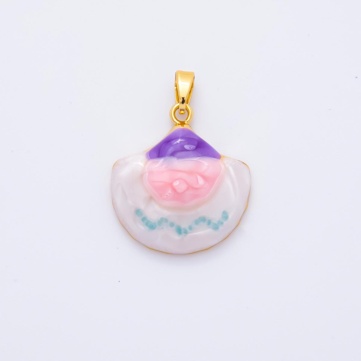 Hand-Painted Egg Enamel Pendant 18k Gold Filled Charm AH-795