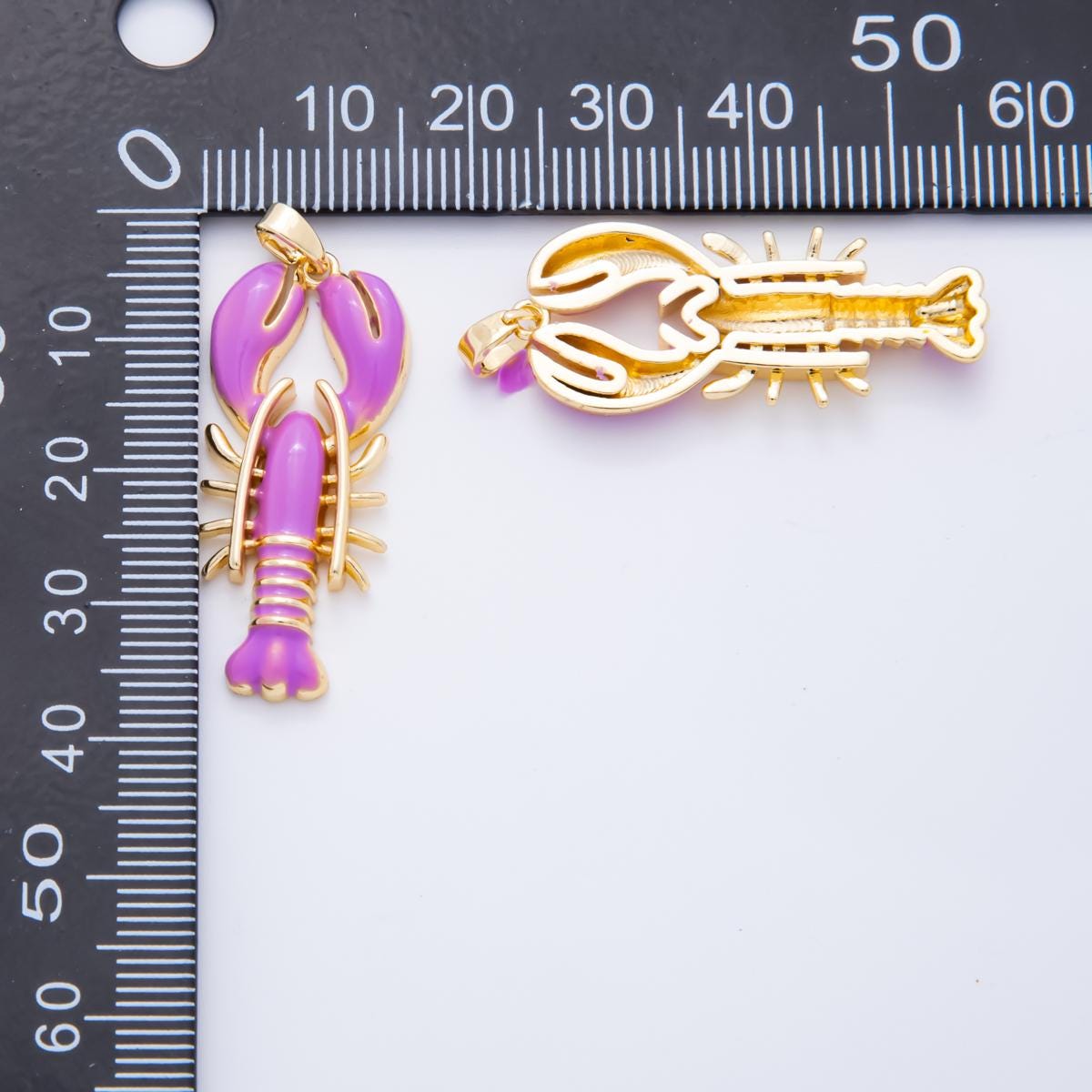 Dainty Teal Claw Red Lobster Charms 18K Gold Filled Enamel Lobster Pendant Sea Life Ocean Charm Bracelet Necklace for Jewelry Supply AH-796