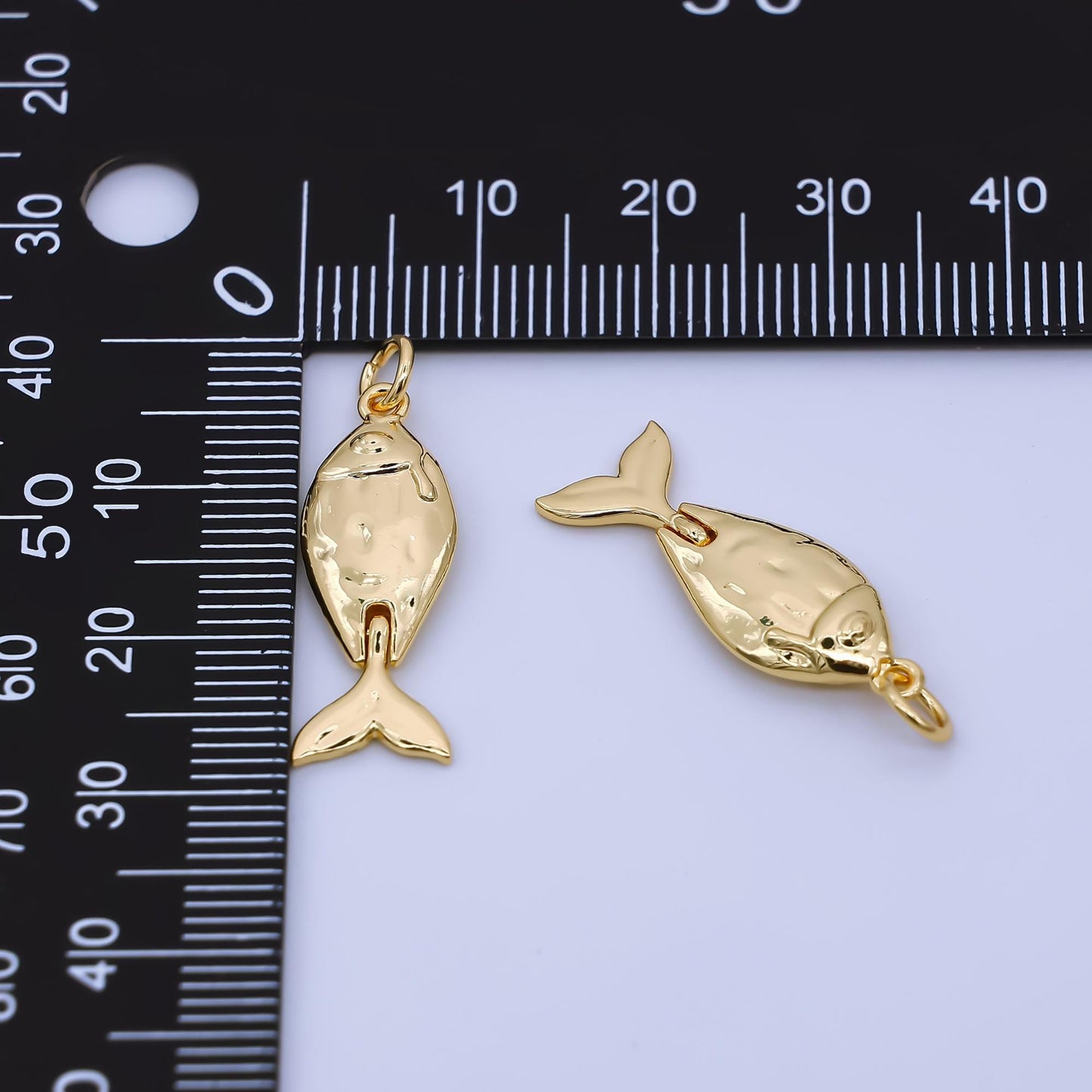 Gold minimalistic Fish pendant, 24k gold Filled Ocean Fish charm animal under the sea pendant | AJ-438