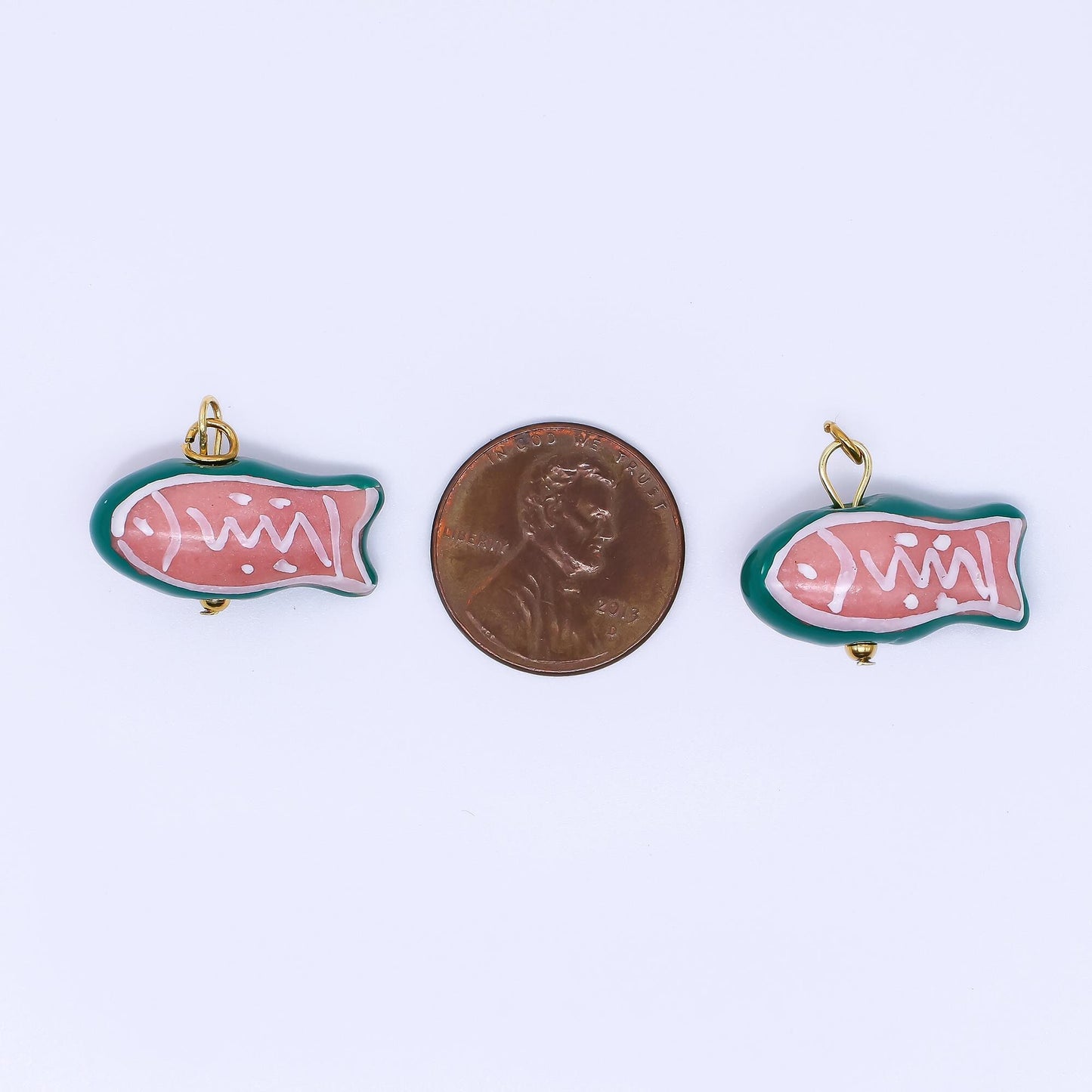PVD Gold Sardines Fish Ceramic Drop Pendant | P-632