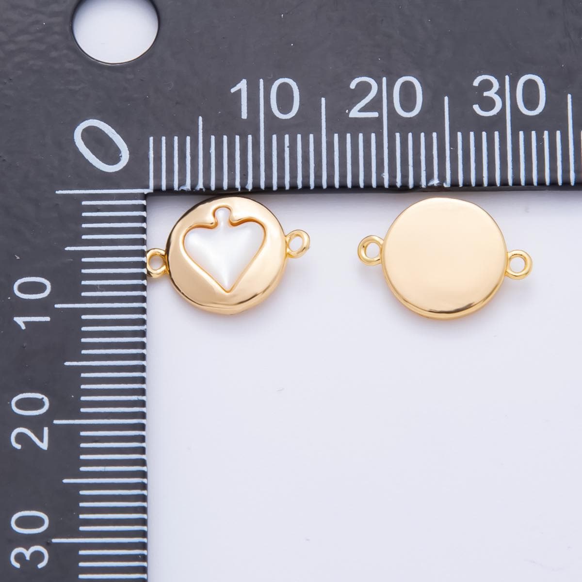 18K Gold Filled 10mm Pearl Spade Charm Connector Poker Card Jewelry Connector for Bracelet | Y-048