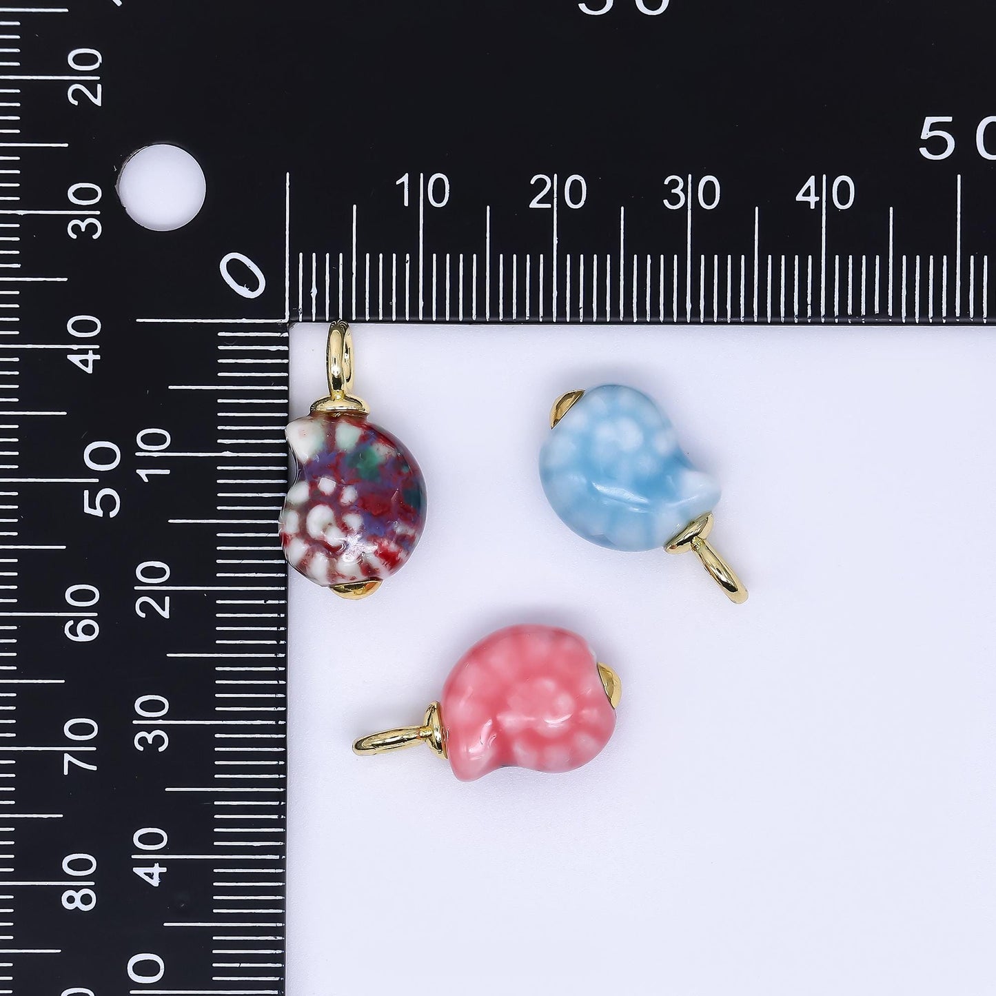 Color Ceramic Conch Sea Shell Pendant 24K Gold Filled Beach Blue Porcelain Sea Snail Conch Shell Charm For Necklace Bracelet Component N-339