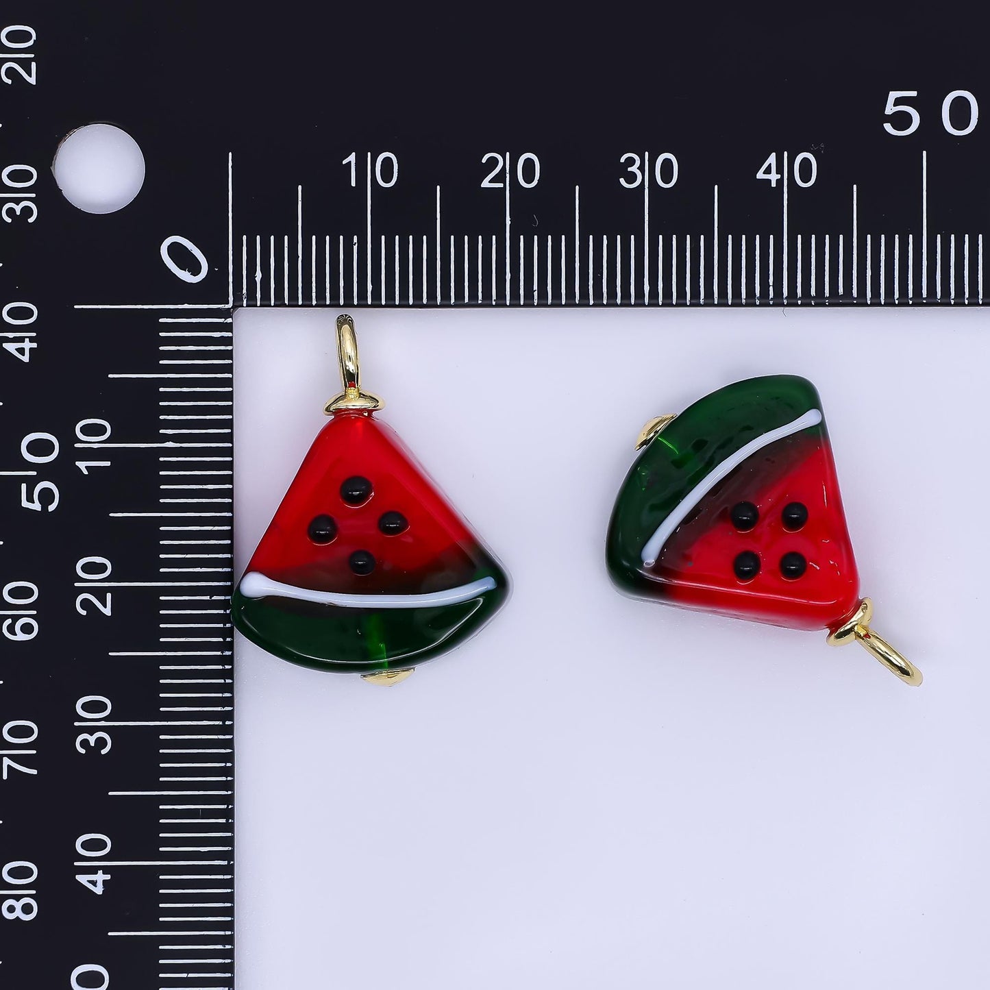 Dainty Glass Watermelon Charm Fruit Slice Pendants for Jewelry Making Supply E-911