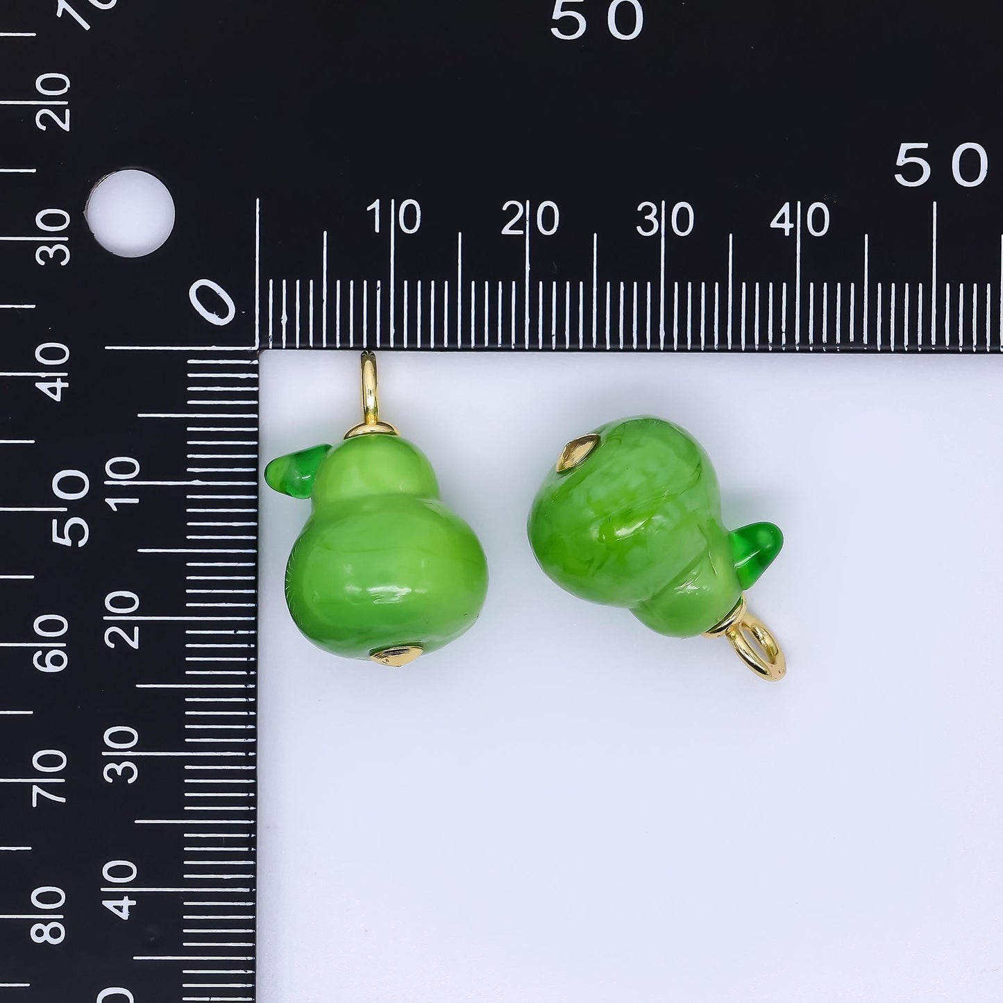 Dainty Glass Pear Fruit Charm Green Pear Pendants 3D e-899