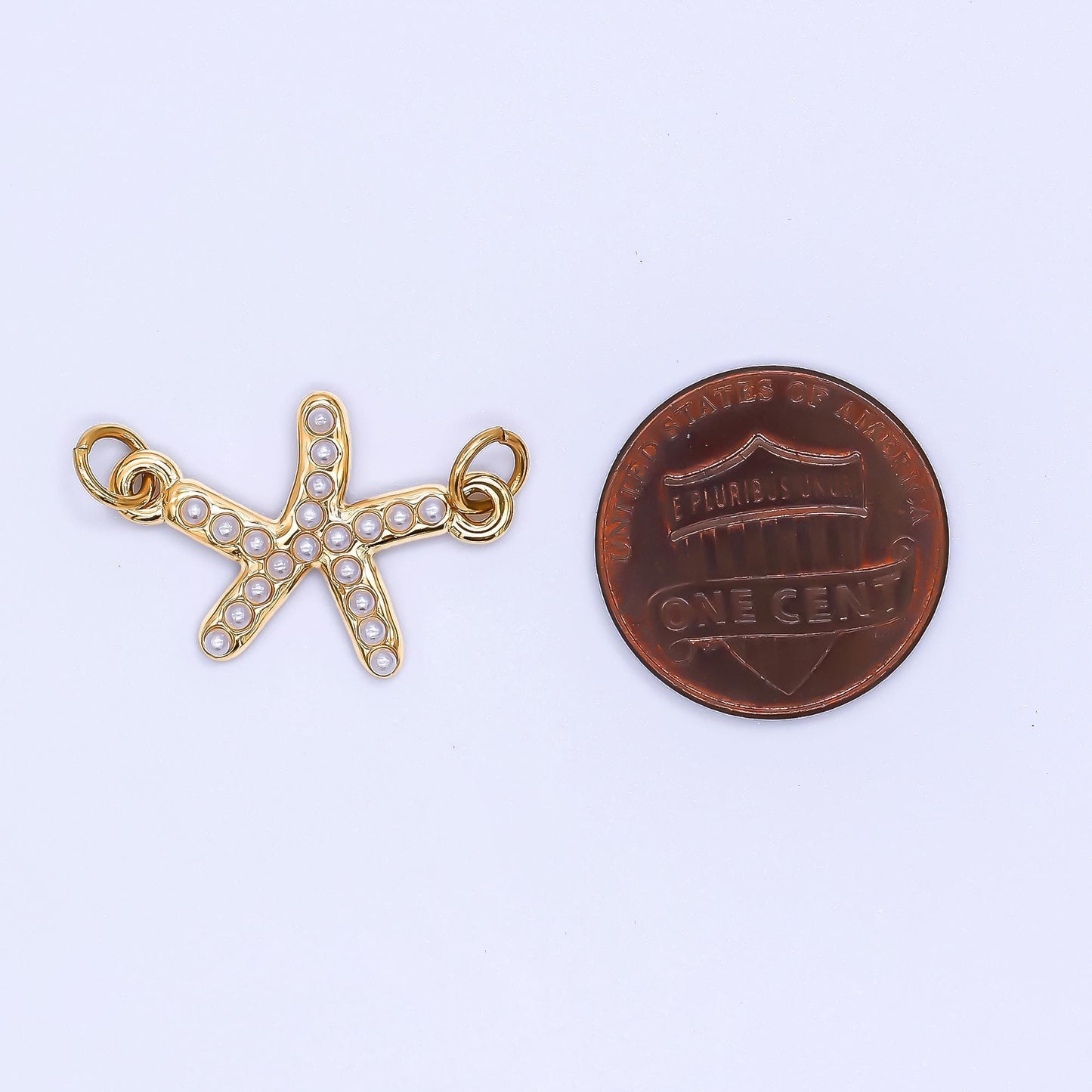 PVD Gold stainless steel Star Fish charm connector for necklace bracelet link connector supplies Pearl animal Charm Y-058