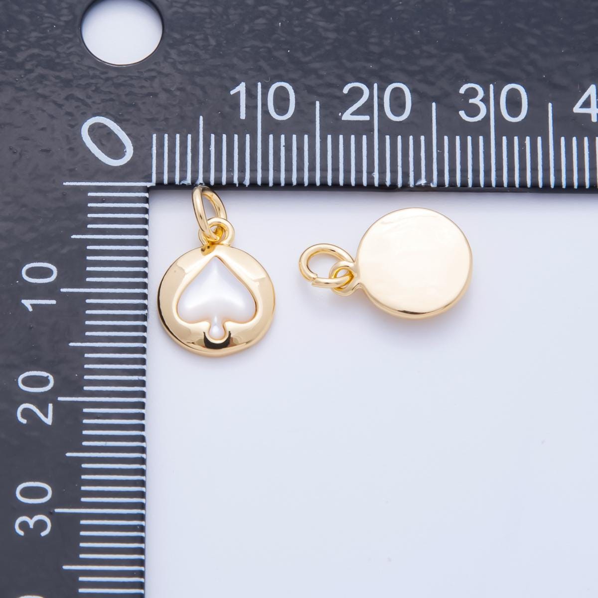 18k gold filled Spade card Pearl Minimalist Coin charm pendant | AH-915