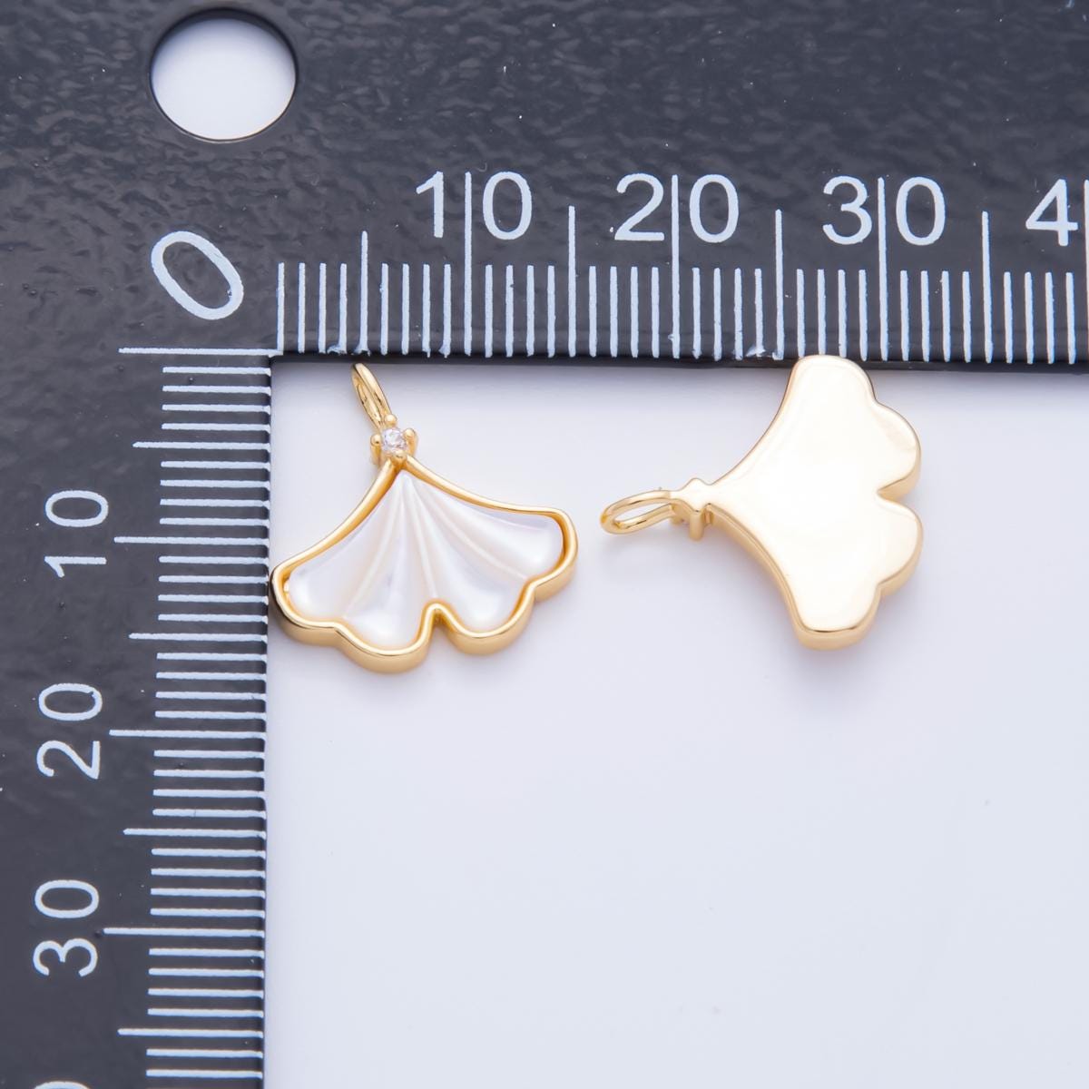 18k gold filled 15mm Pearl gingko leaves charm pendant nature inspired for Bracelet Necklace Earring Supply | AH-920