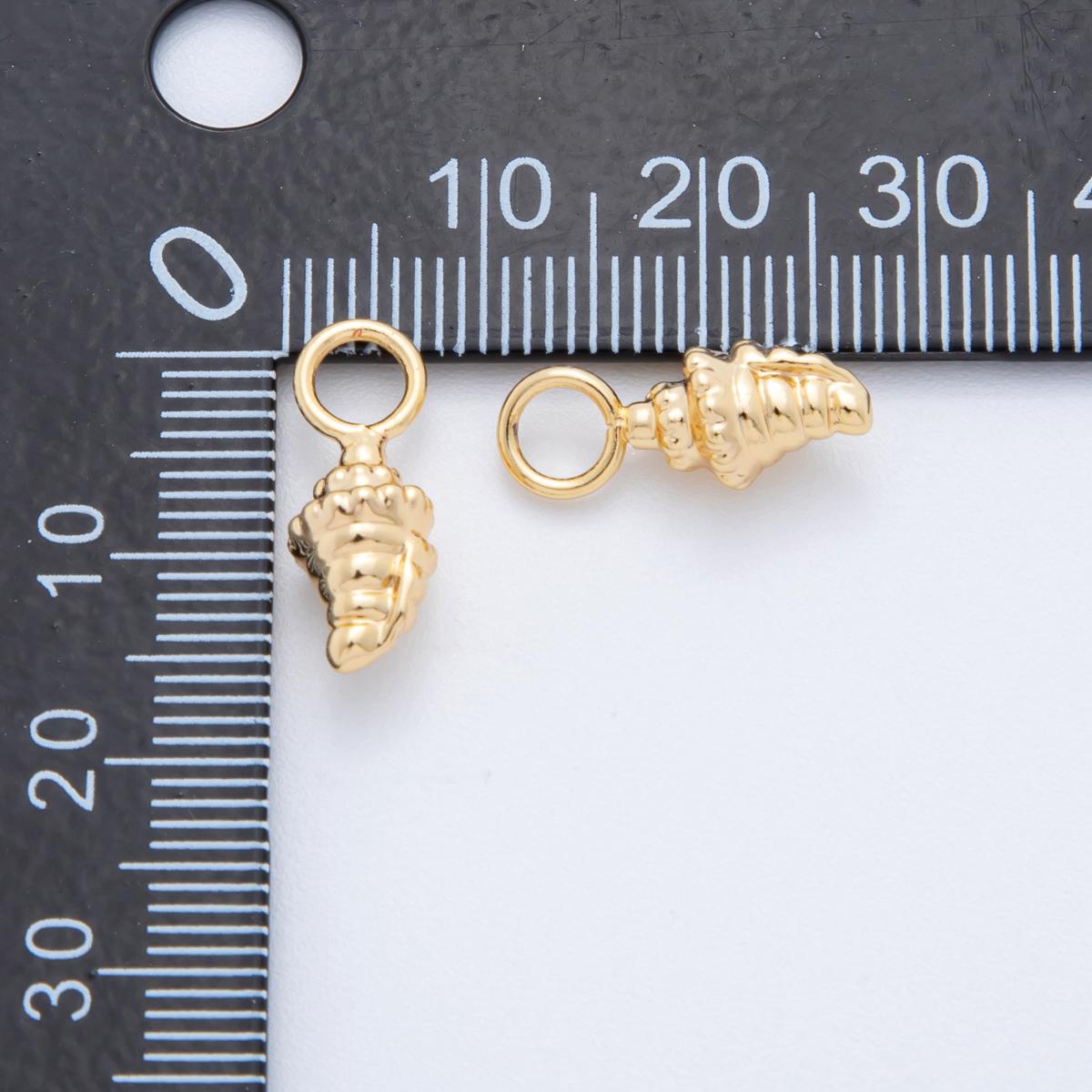 18K Gold Filled Gold Seashell Charm Pendant – Nautical Beach Jewelry, Ocean-Inspired Conch Shell Charm for Earring Charm AH-910