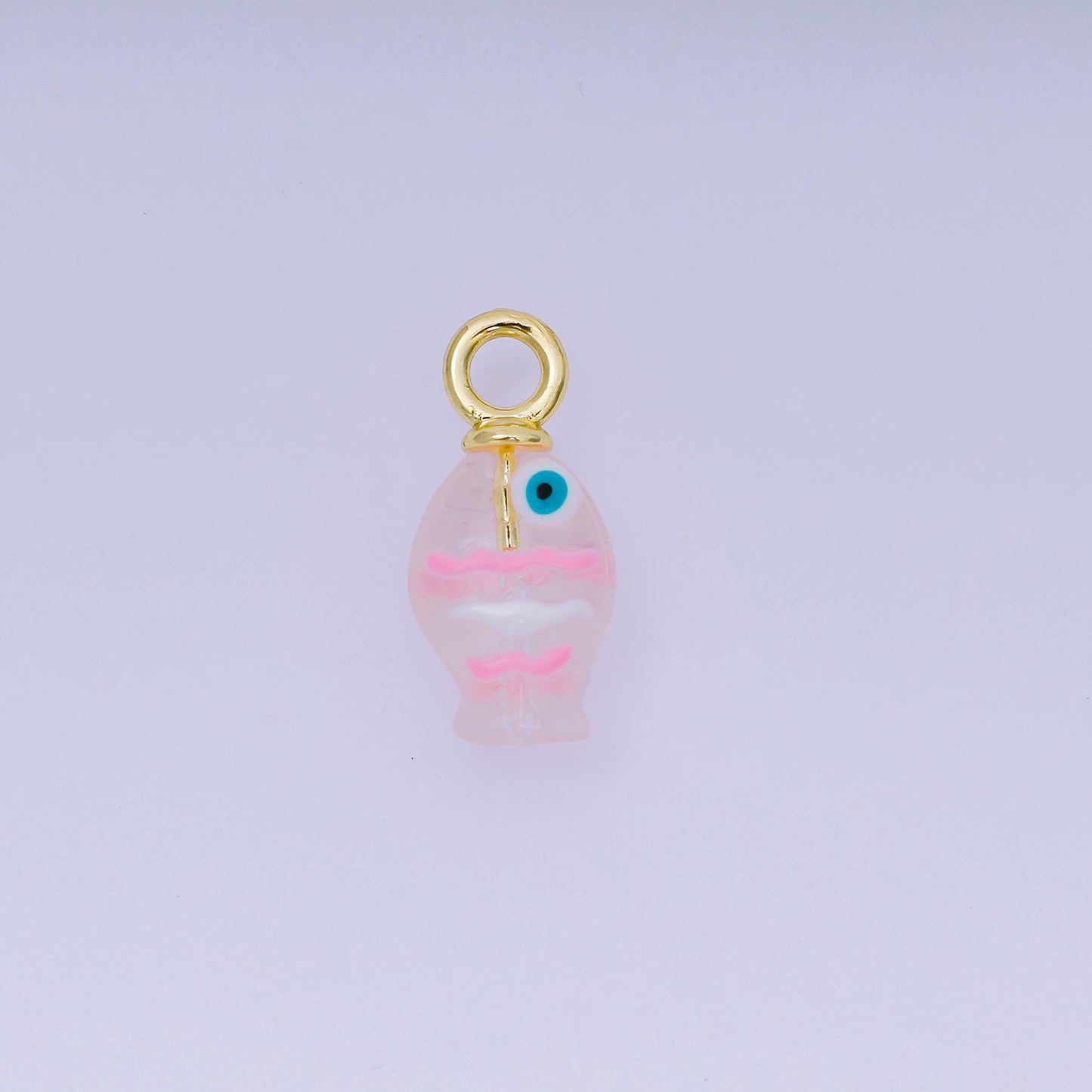 18K Gold Filled Hand painted Baby Fish Charm Animal Resin Pendant for Bracelet Necklace Earring Jewelry Making Supply AH-613