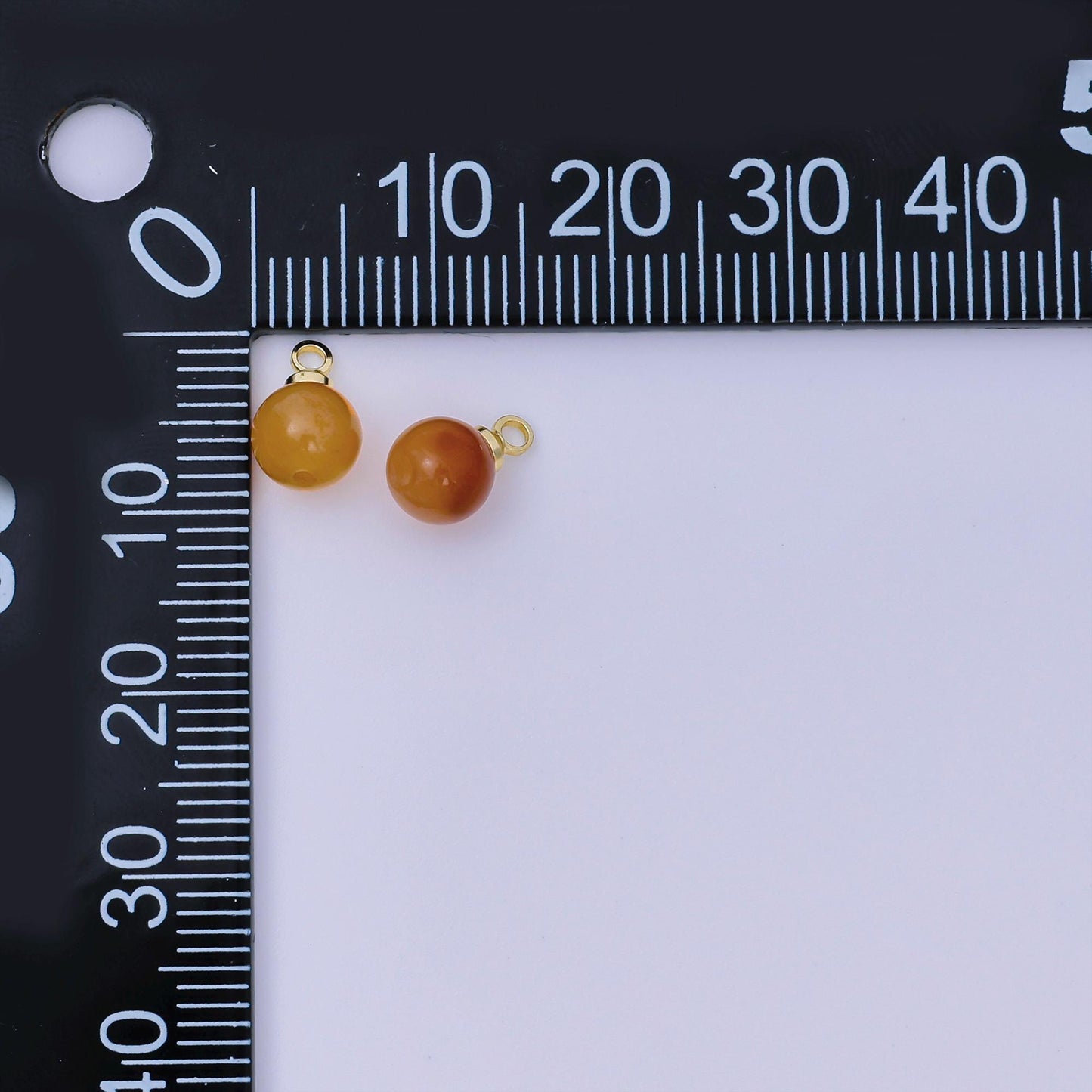 Gold Bail Round Aquamarine Gemstone Charms –5mm ball Natural Stone Pendants for Jewelry Making