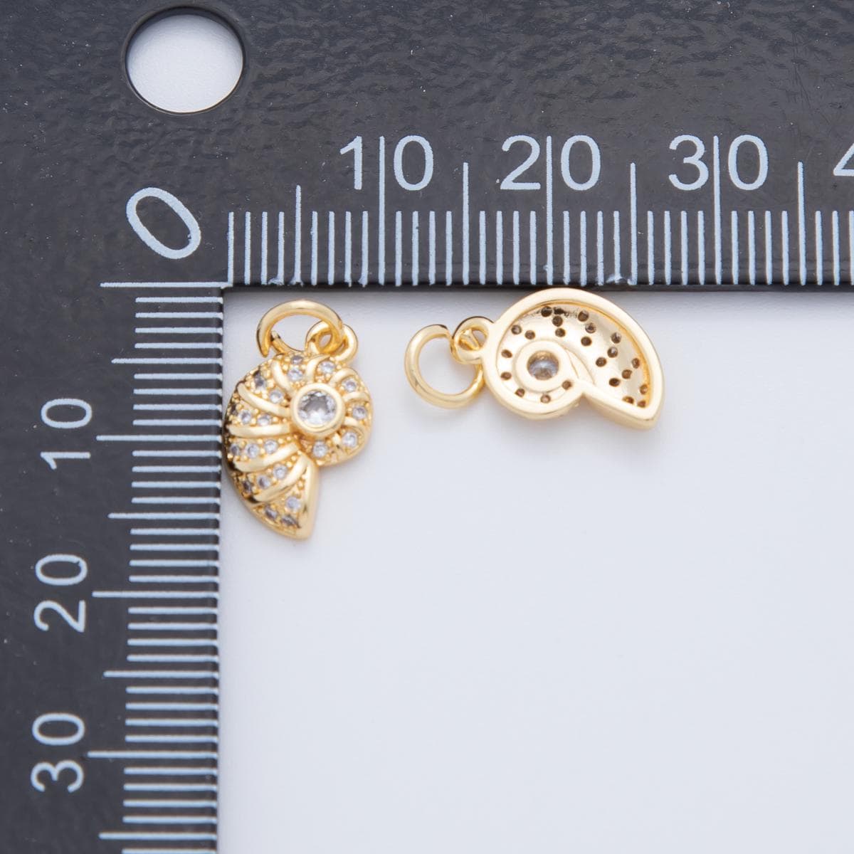 18K Gold Filled Amanite charms Shell Charm Pendant Ocean Sea Life Beach Ammonite CZ Charm Bracelet Necklace for Jewelry Making Supply AF-803