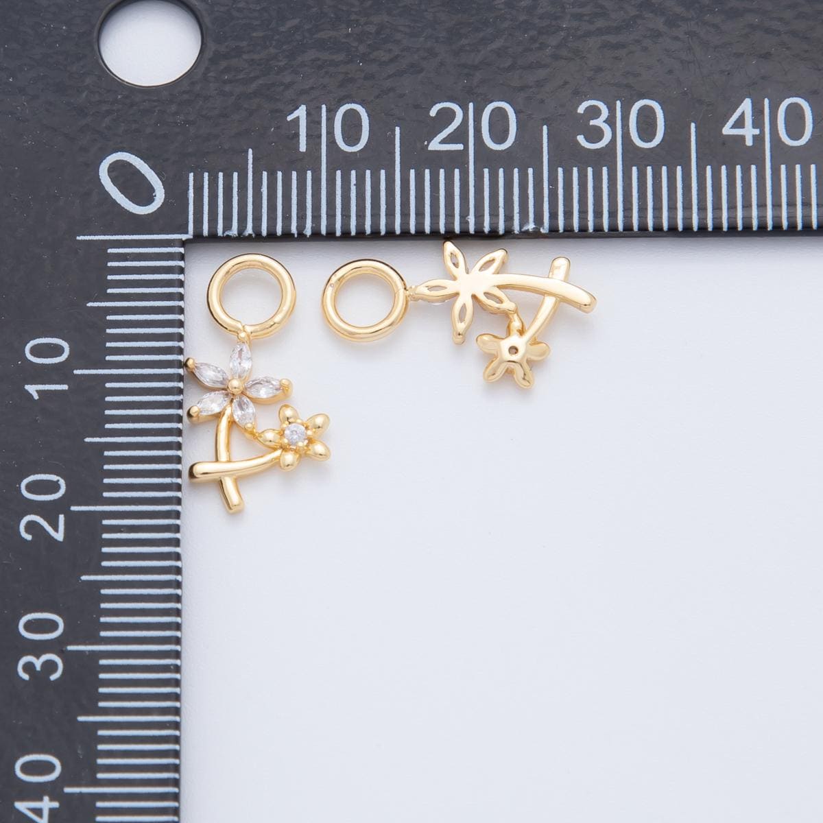 18K Gold Filled CZ Daisy Flower Add-On Drop Earring Charm | AF739