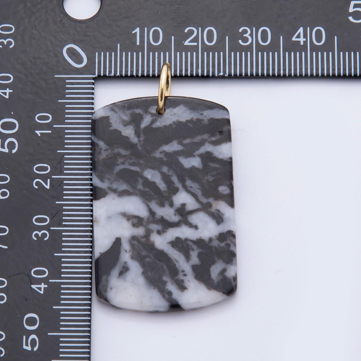 Natural Gemstone Military Tag Pendant Stone Charm for Necklace Bracelet Jewelry Making Supply 18k Gold Filled Charm AH-932
