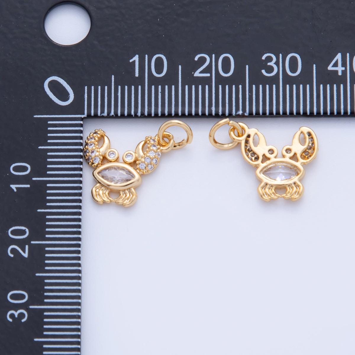 18K Gold Filled Crab charms Tiny Under the Sea Ocean Beach Animal Charm Pendant CZ Charm Bracelet Necklace for Jewelry Making Supply AF-812
