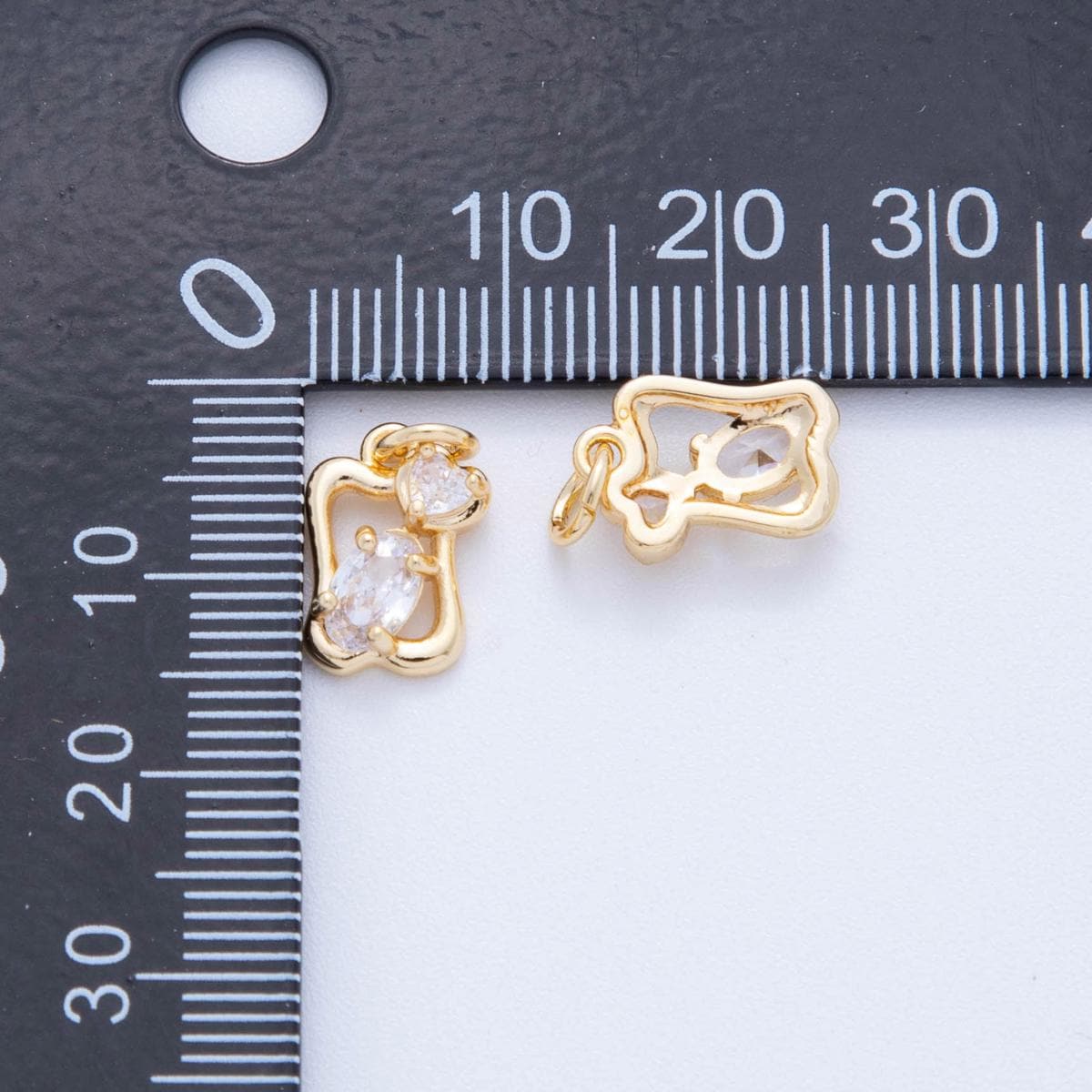 Dainty Cubic Stone in 18K Gold Filled Heart charms Pendant CZ Charm Bracelet Necklace for Jewelry Making Supply AF-817